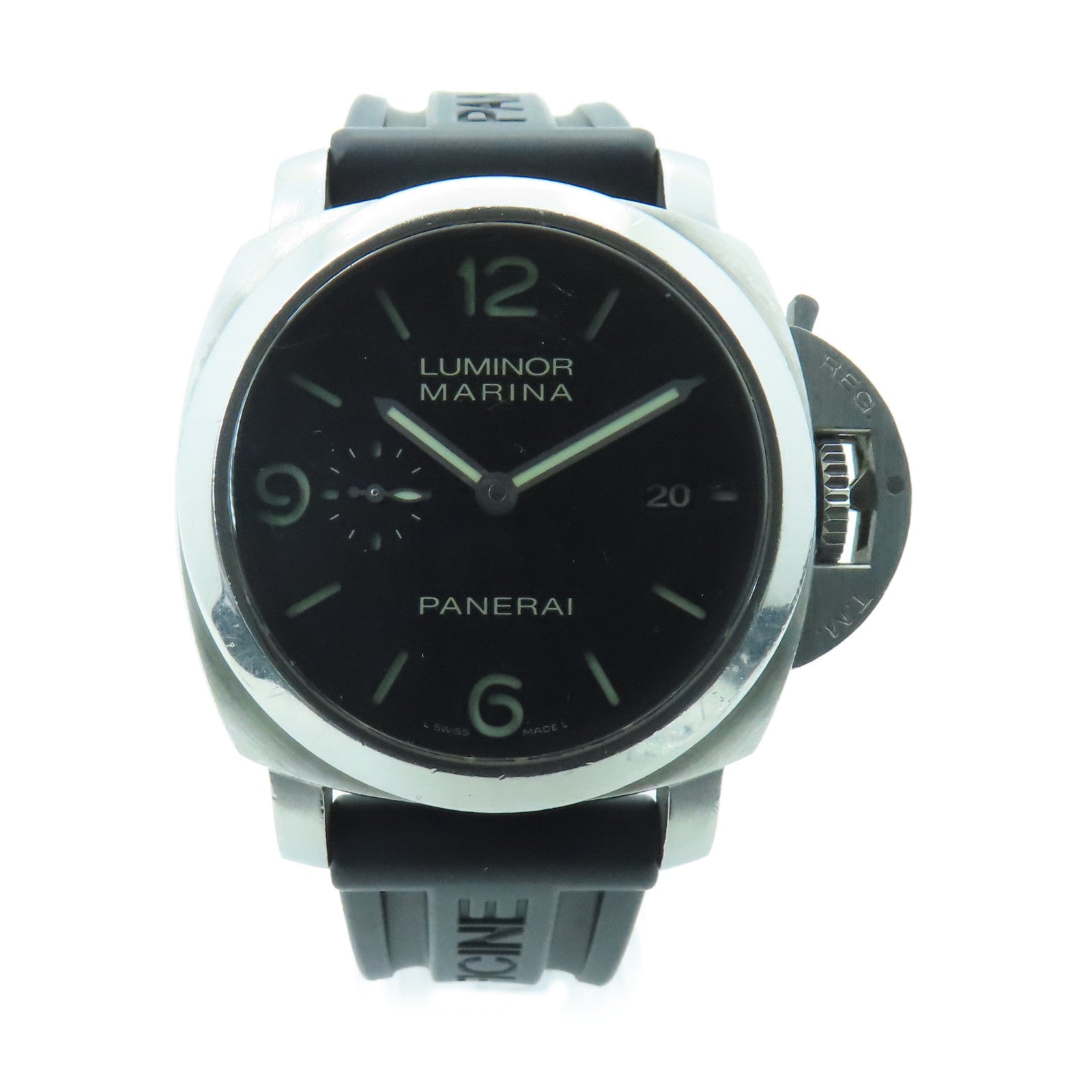 PANERAI Luminor 44mm Stainless Steel Rubber Band Watch Automatic Movement Black