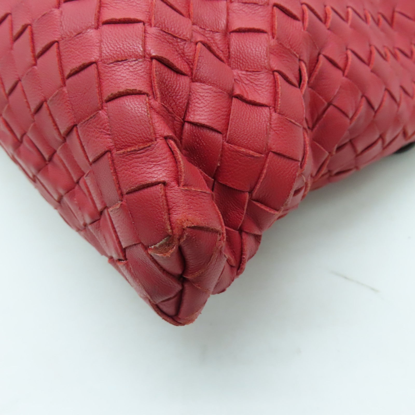 BOTTEGA VENETA 織紋皮革2way Shoulder Bag手挽肩背兩用袋紅色