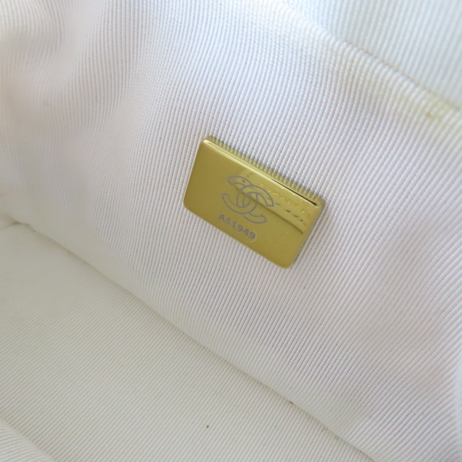 CHANEL 菱格牛皮皮革Mini Bag Set金扣/銀扣鏈帶肩背袋白色