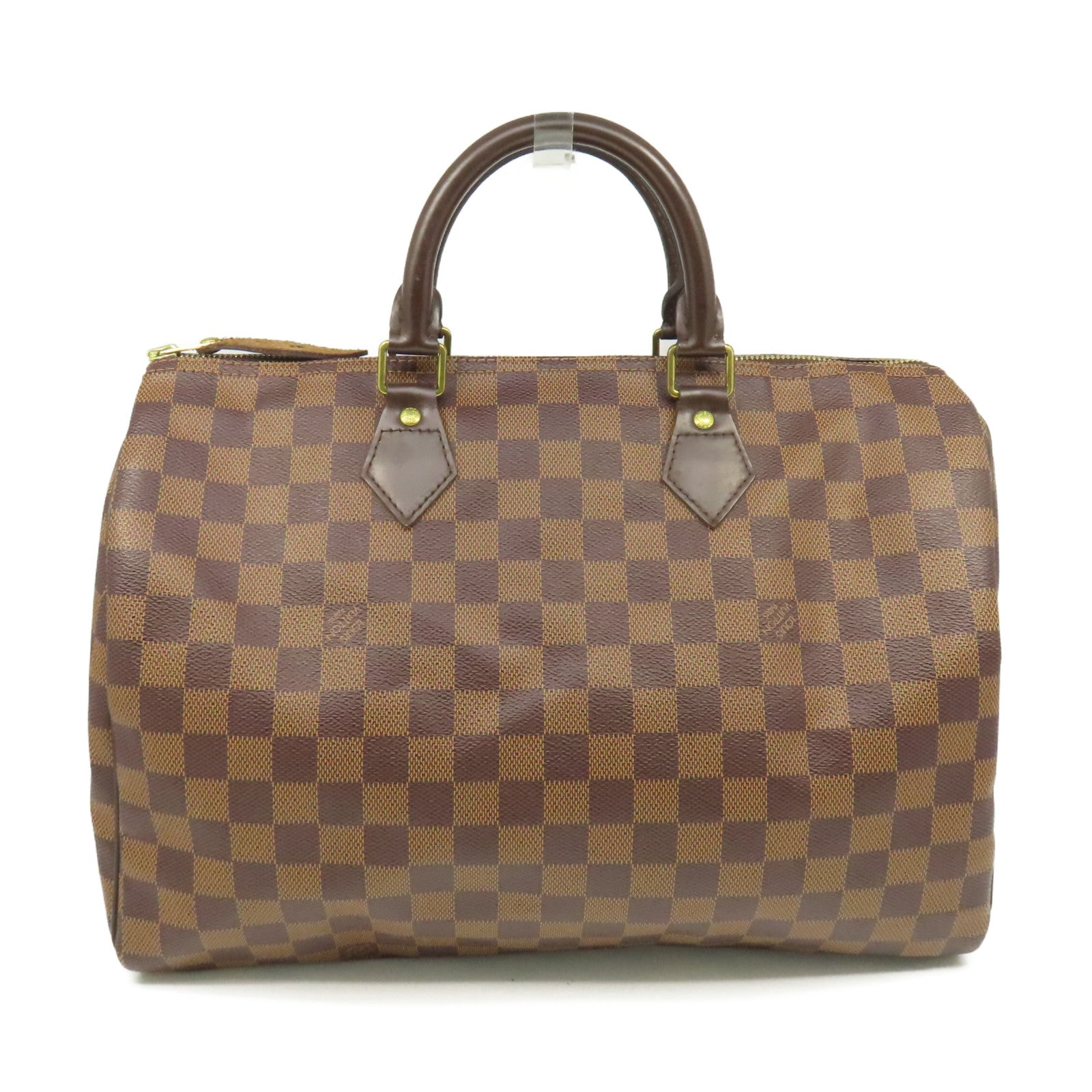 LOUIS VUITTON Damier Speedy 35金扣手挽袋啡色