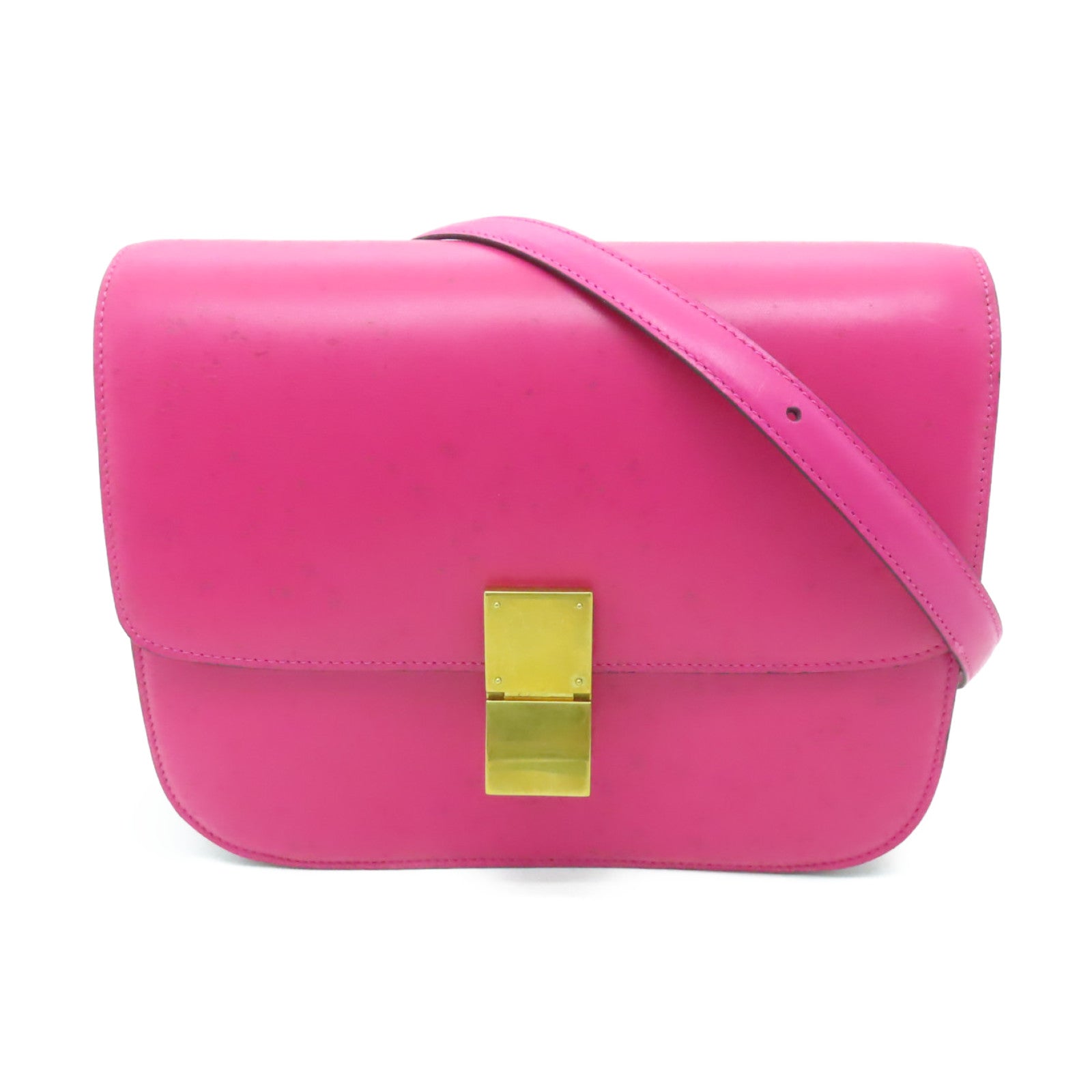 CELINE 牛皮皮革2 Way Shoulder金扣肩背袋粉紅色