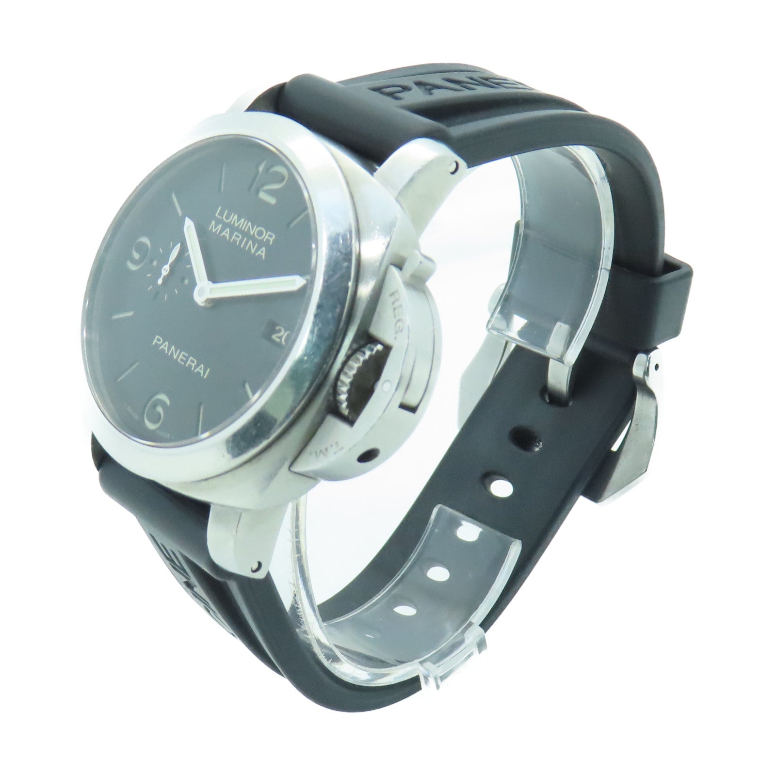 PANERAI Luminor 44mm Stainless Steel Rubber Band Watch Automatic Movement Black