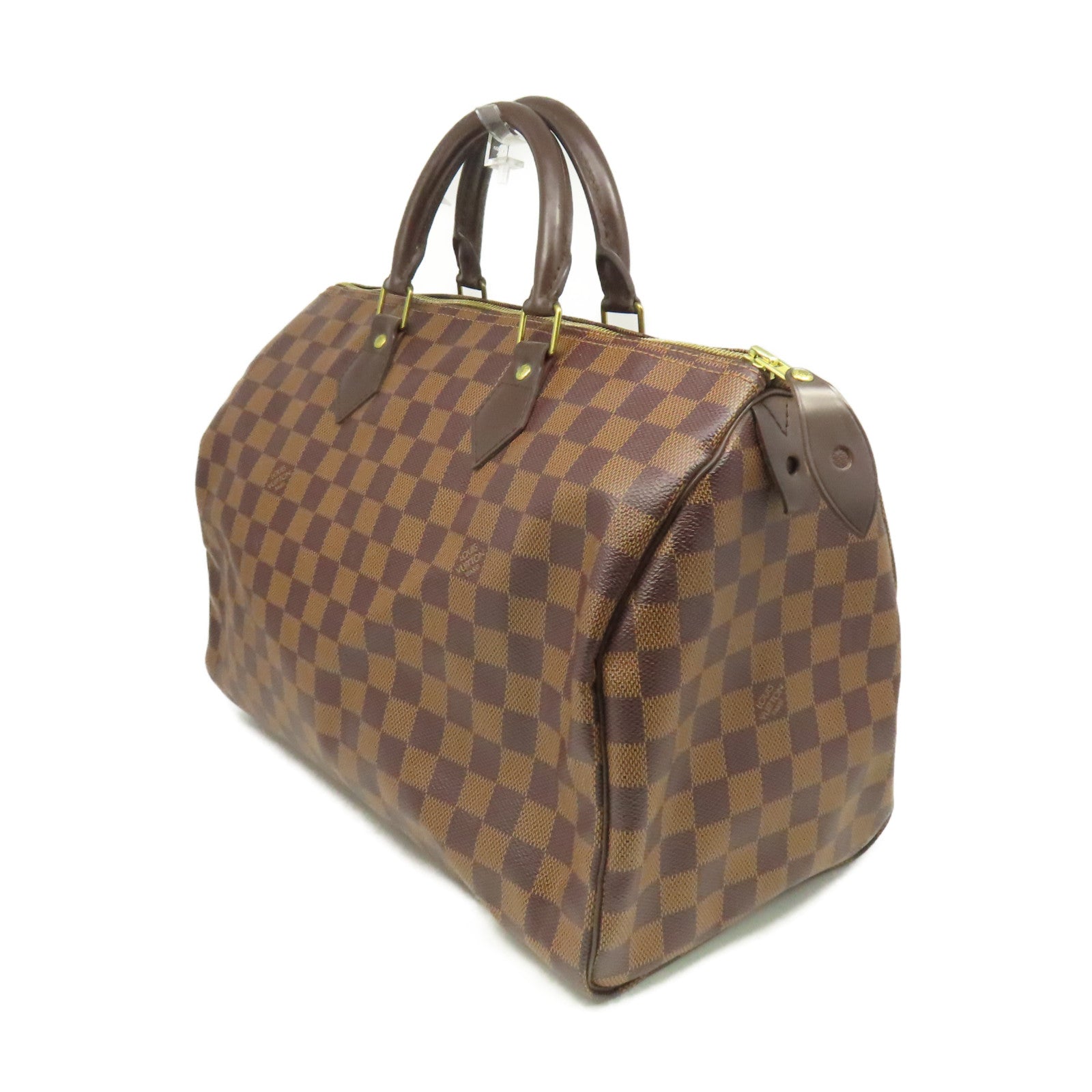 LOUIS VUITTON Damier Speedy 35金扣手挽袋啡色