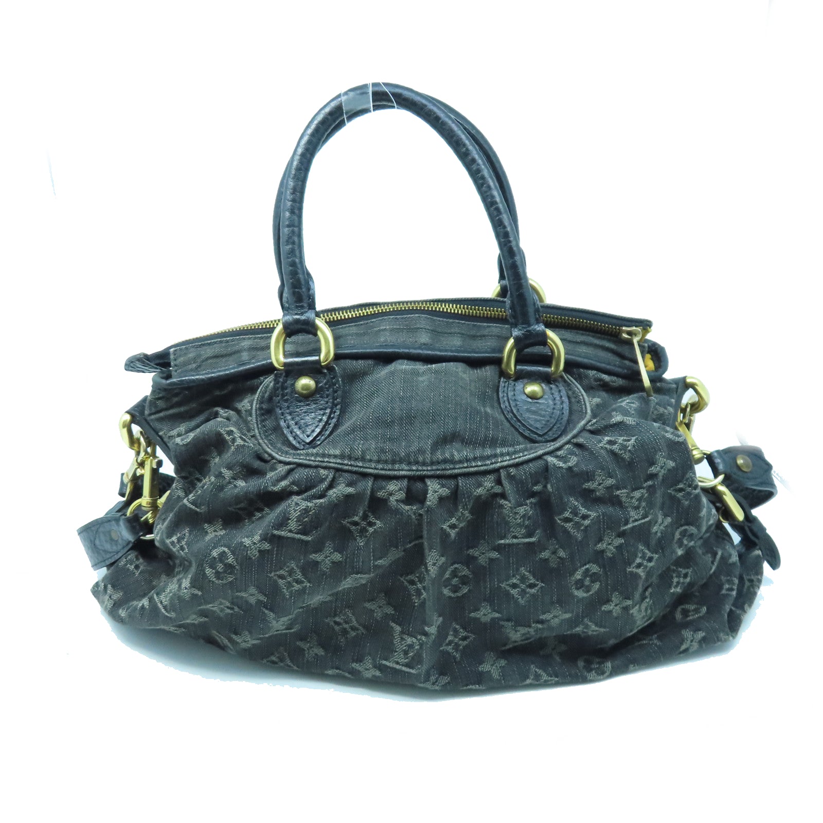 LOUIS VUITTON Mono-Denim Neo Cabby MM金扣手挽肩背兩用袋黑色