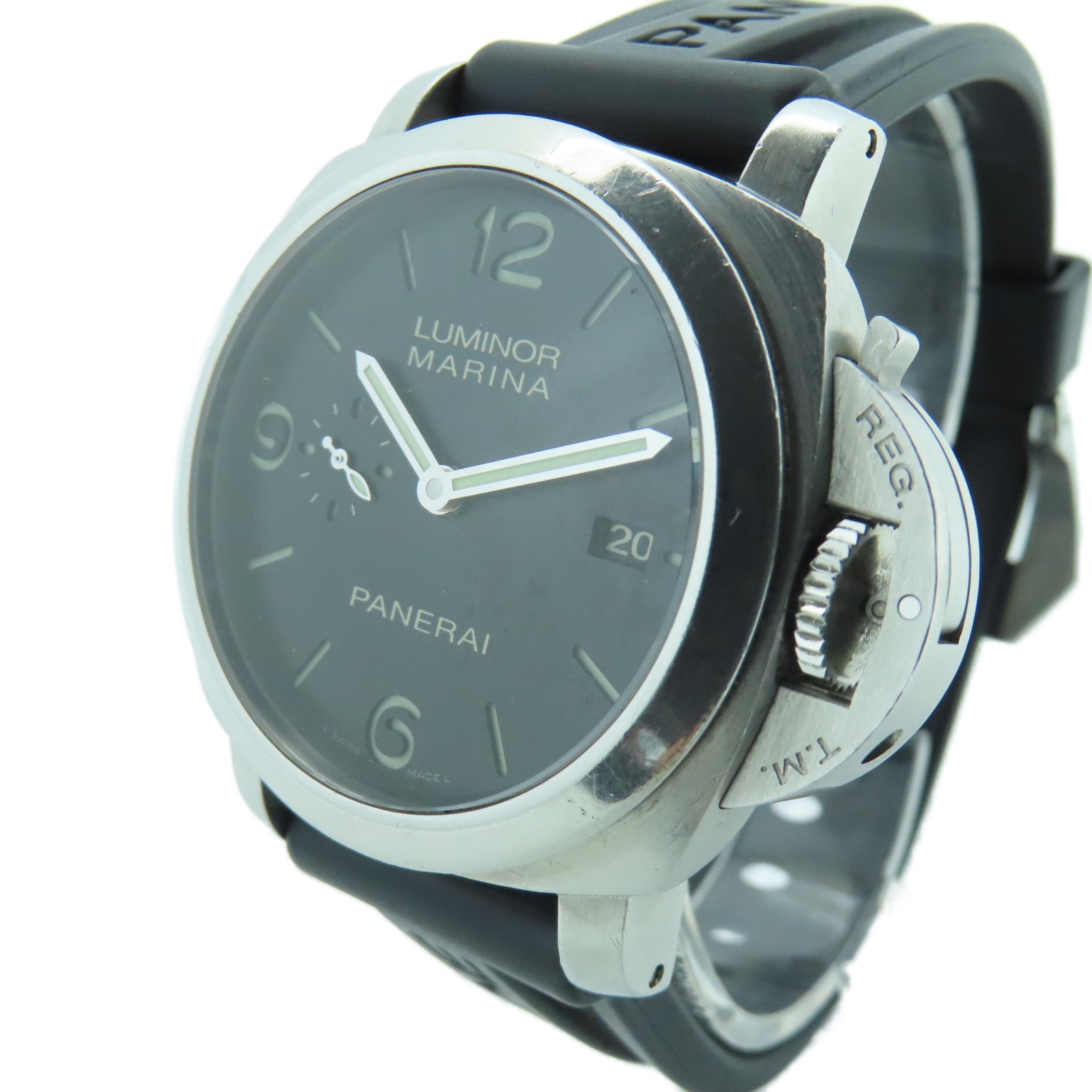 PANERAI Luminor 44mm Stainless Steel Rubber Band Watch Automatic Movement Black