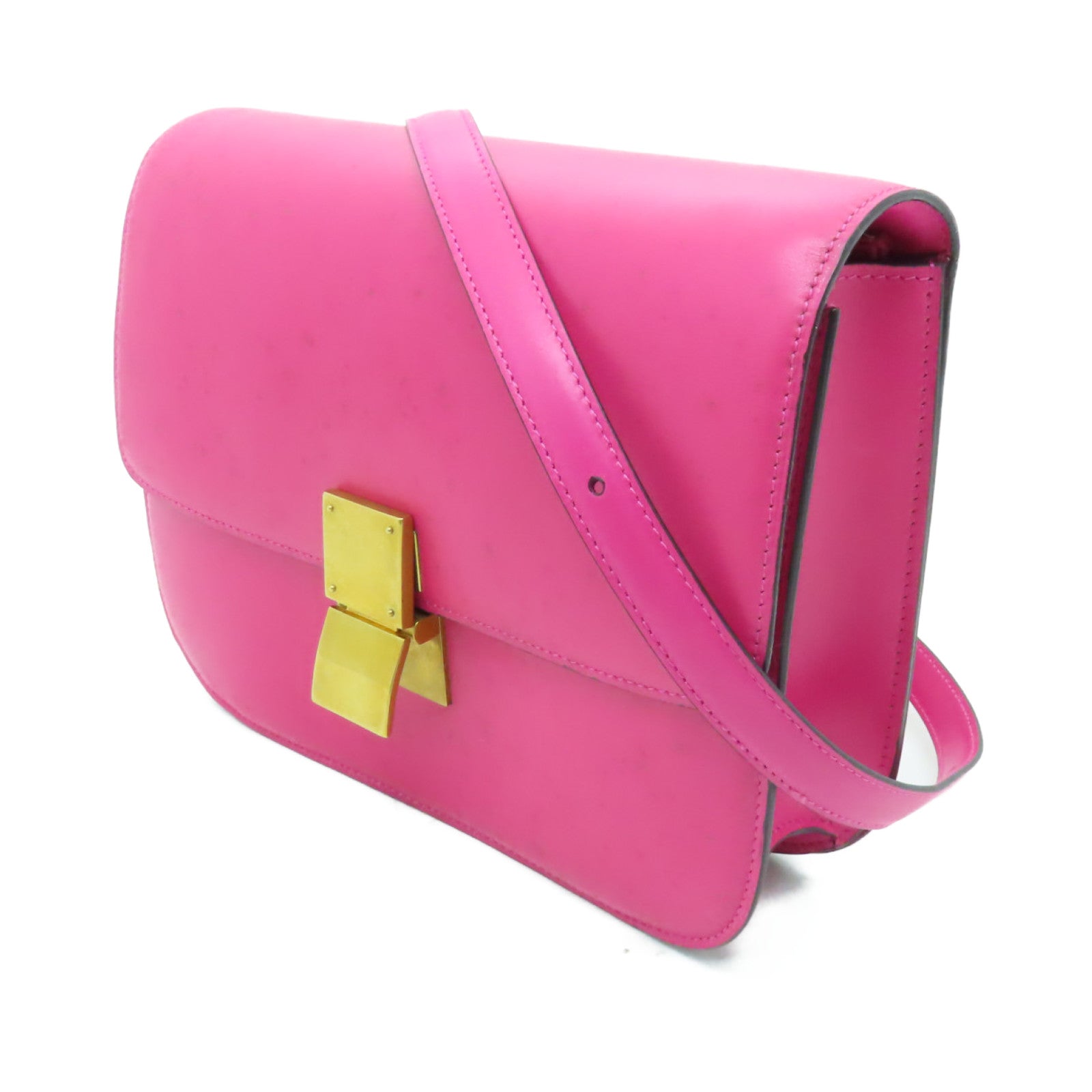 CELINE 牛皮皮革2 Way Shoulder金扣肩背袋粉紅色
