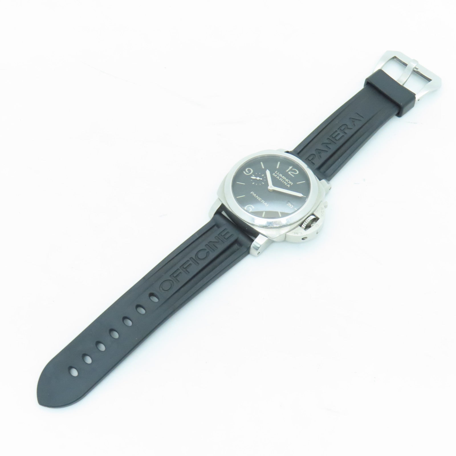 PANERAI Luminor 44mm Stainless Steel Rubber Band Watch Automatic Movement Black