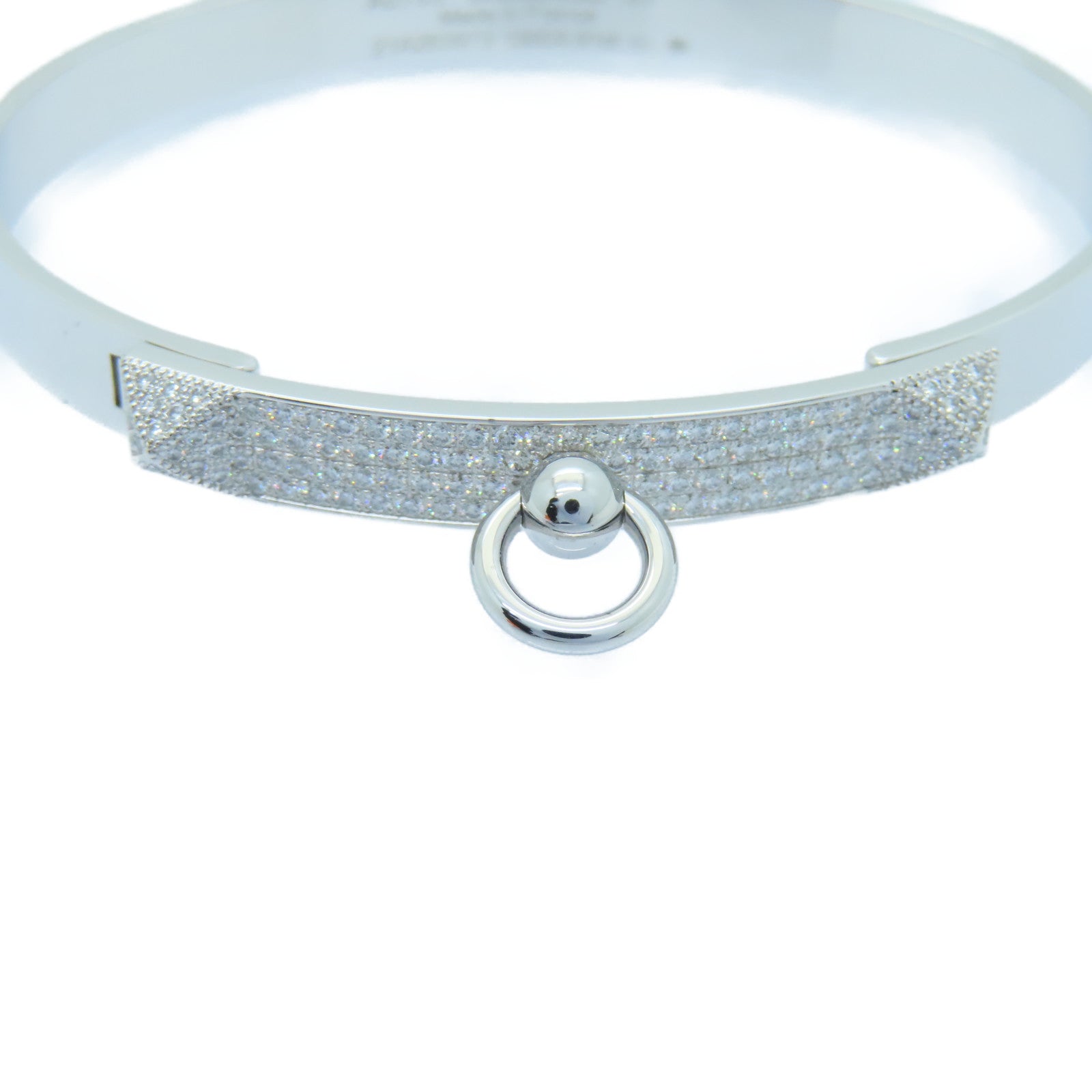HERMES 18K白金/0.91ct鑽石Collier De Chien Bracelet手鐲銀色