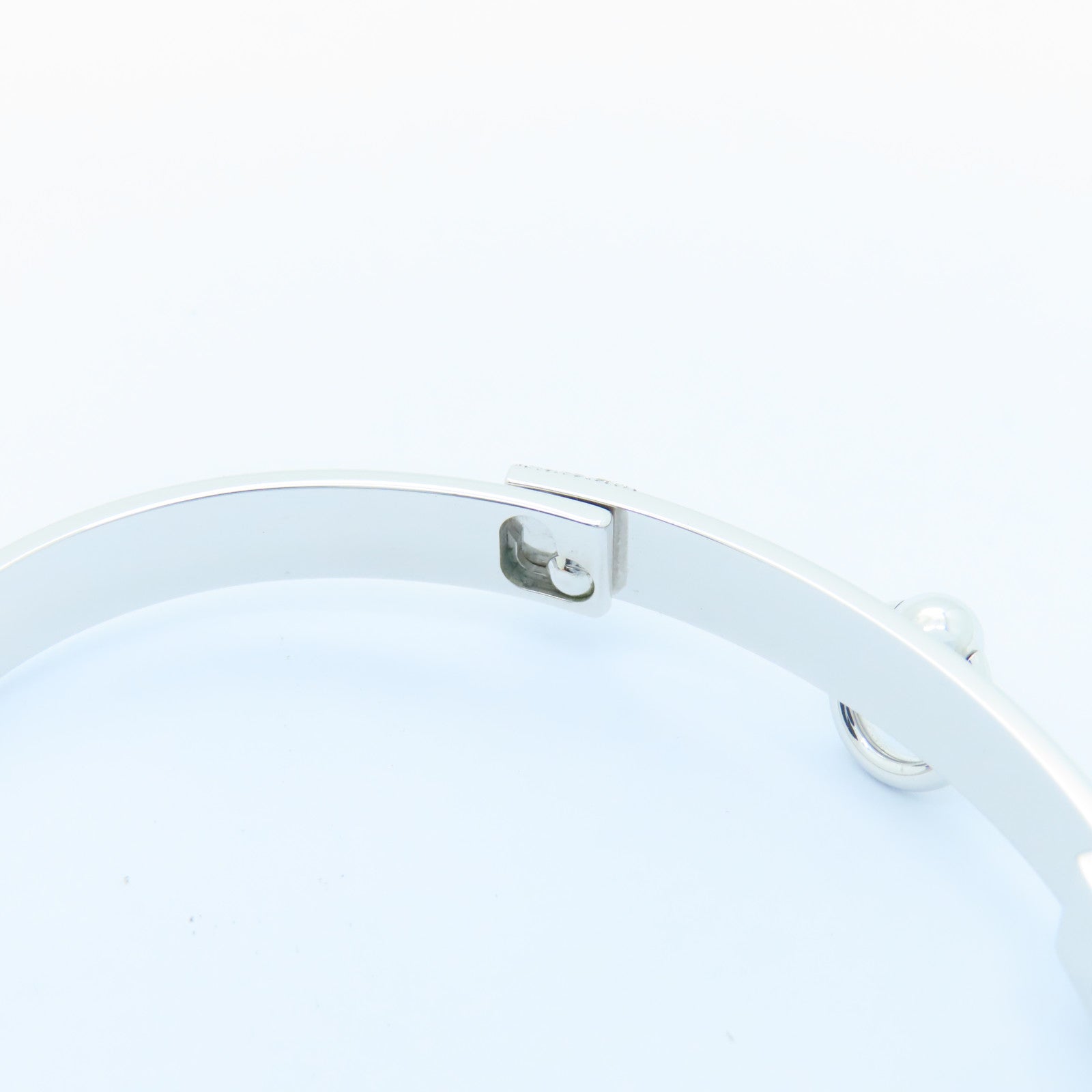 HERMES 18K白金/0.91ct鑽石Collier De Chien Bracelet手鐲銀色