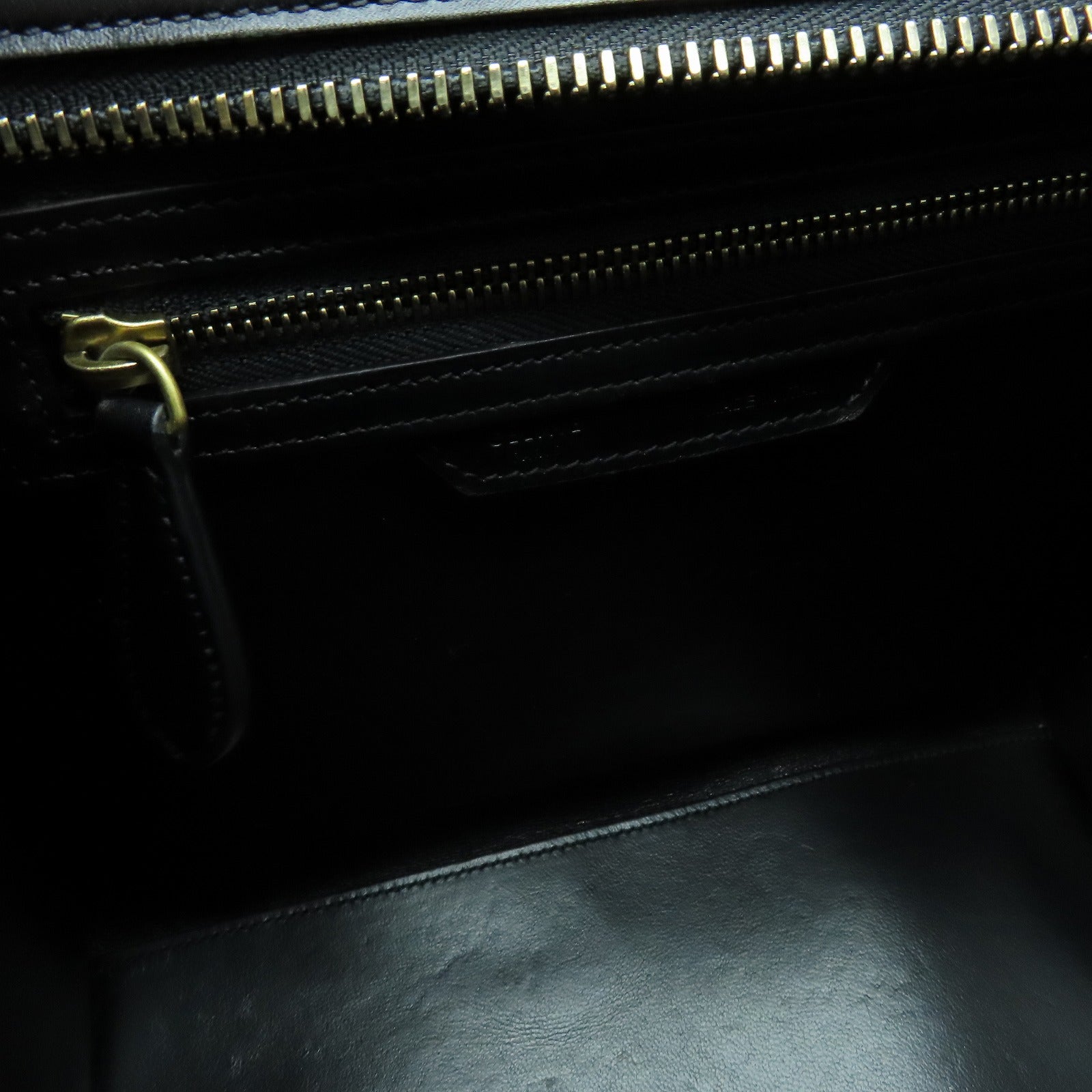 CELINE 牛皮皮革Micro Luggage金扣手挽袋米色/蓝色