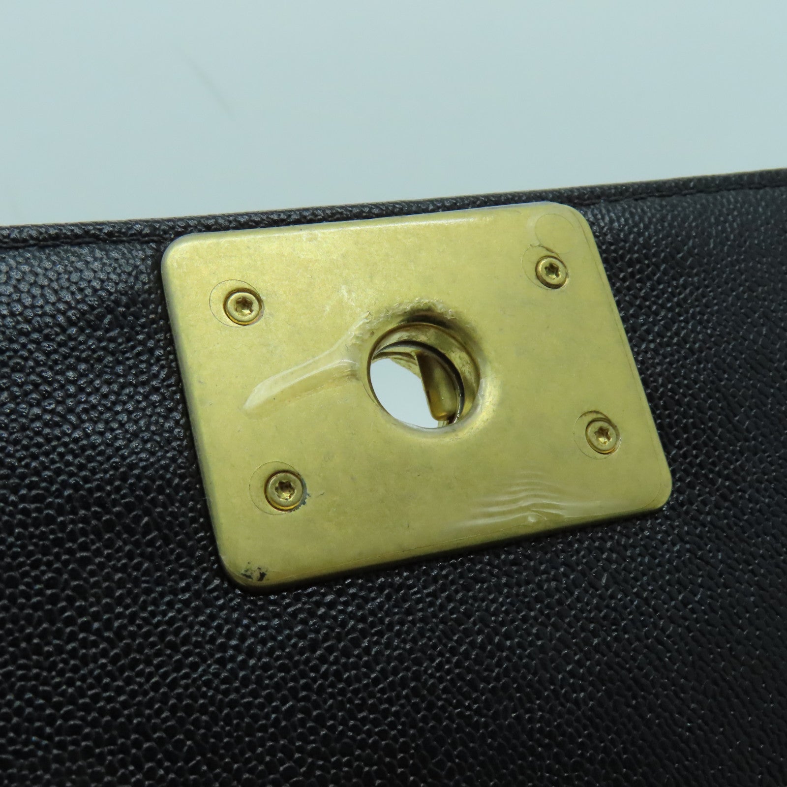 CHANEL rhombic cowhide leather Boy Chanel gold buckle shoulder bag black