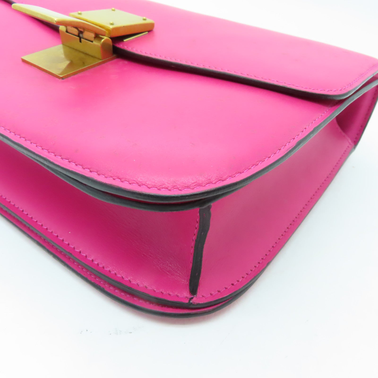 CELINE 牛皮皮革2 Way Shoulder金扣肩背袋粉紅色
