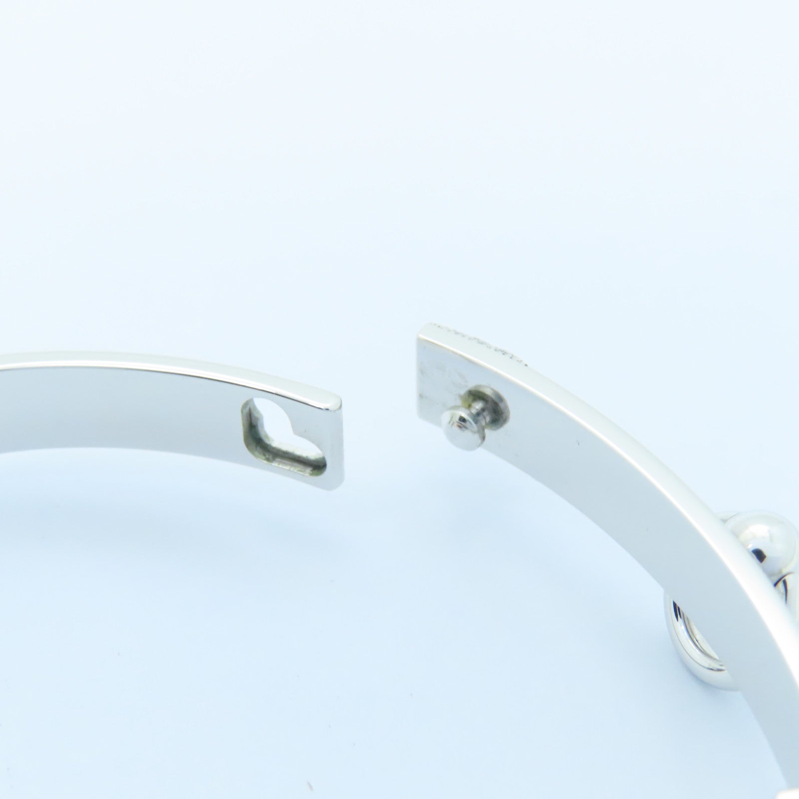 HERMES 18K白金/0.91ct鑽石Collier De Chien Bracelet手鐲銀色