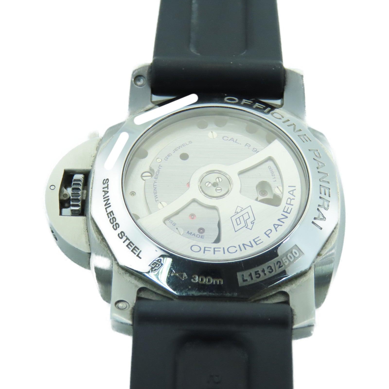 PANERAI Luminor 44mm Stainless Steel Rubber Band Watch Automatic Movement Black