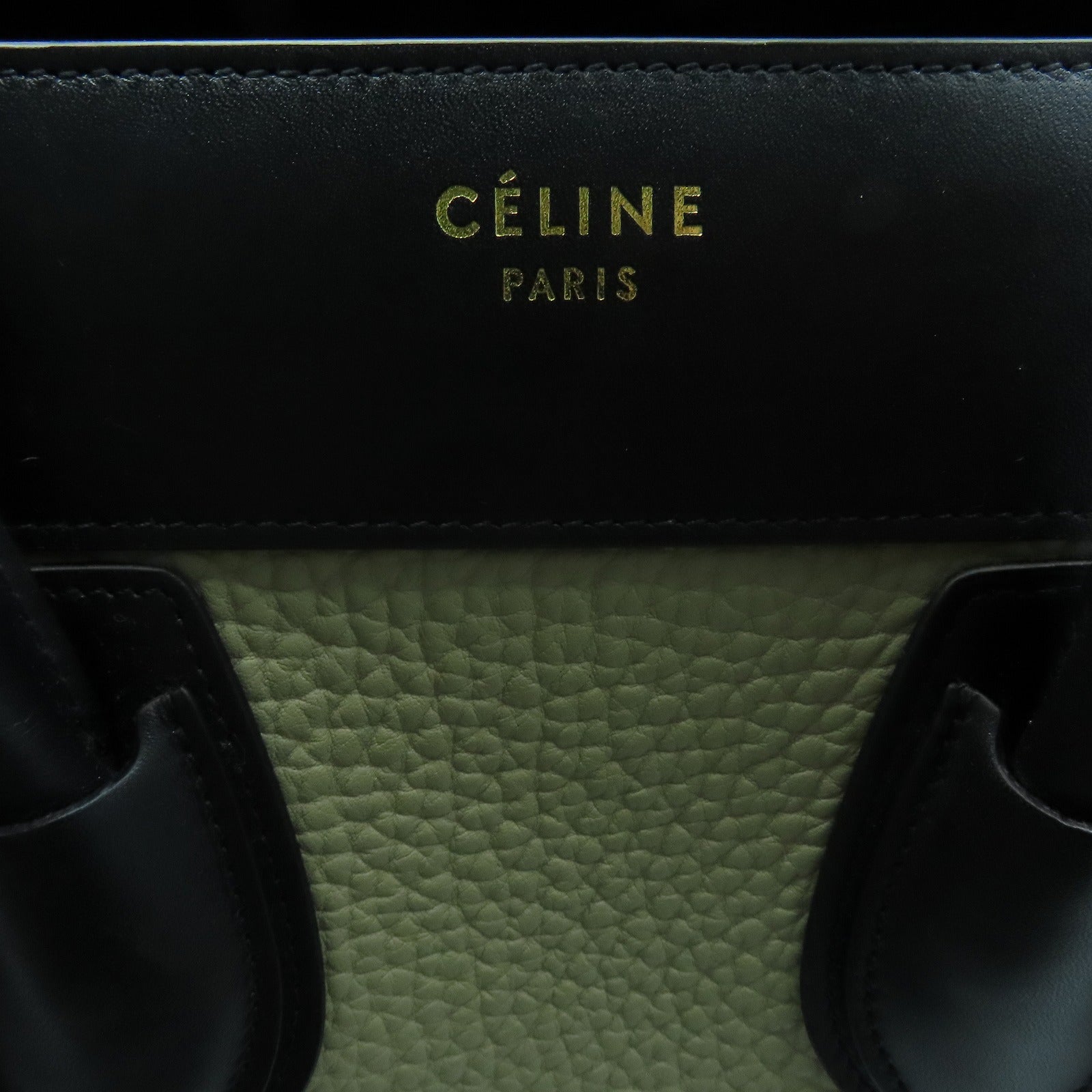 CELINE 牛皮皮革Micro Luggage金扣手挽袋米色/蓝色