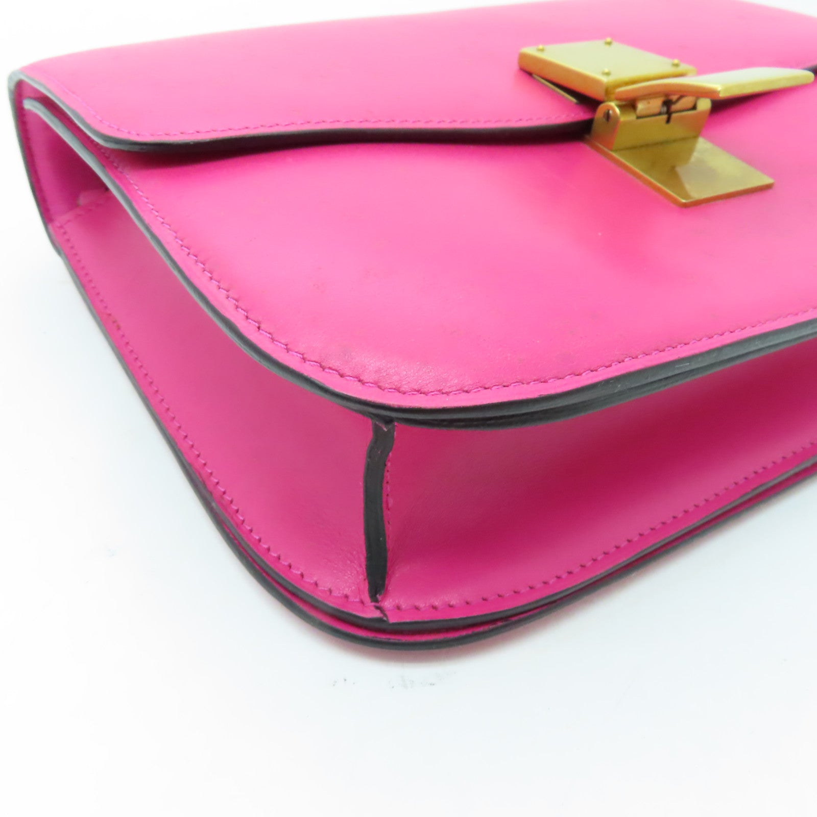 CELINE 牛皮皮革2 Way Shoulder金扣肩背袋粉紅色