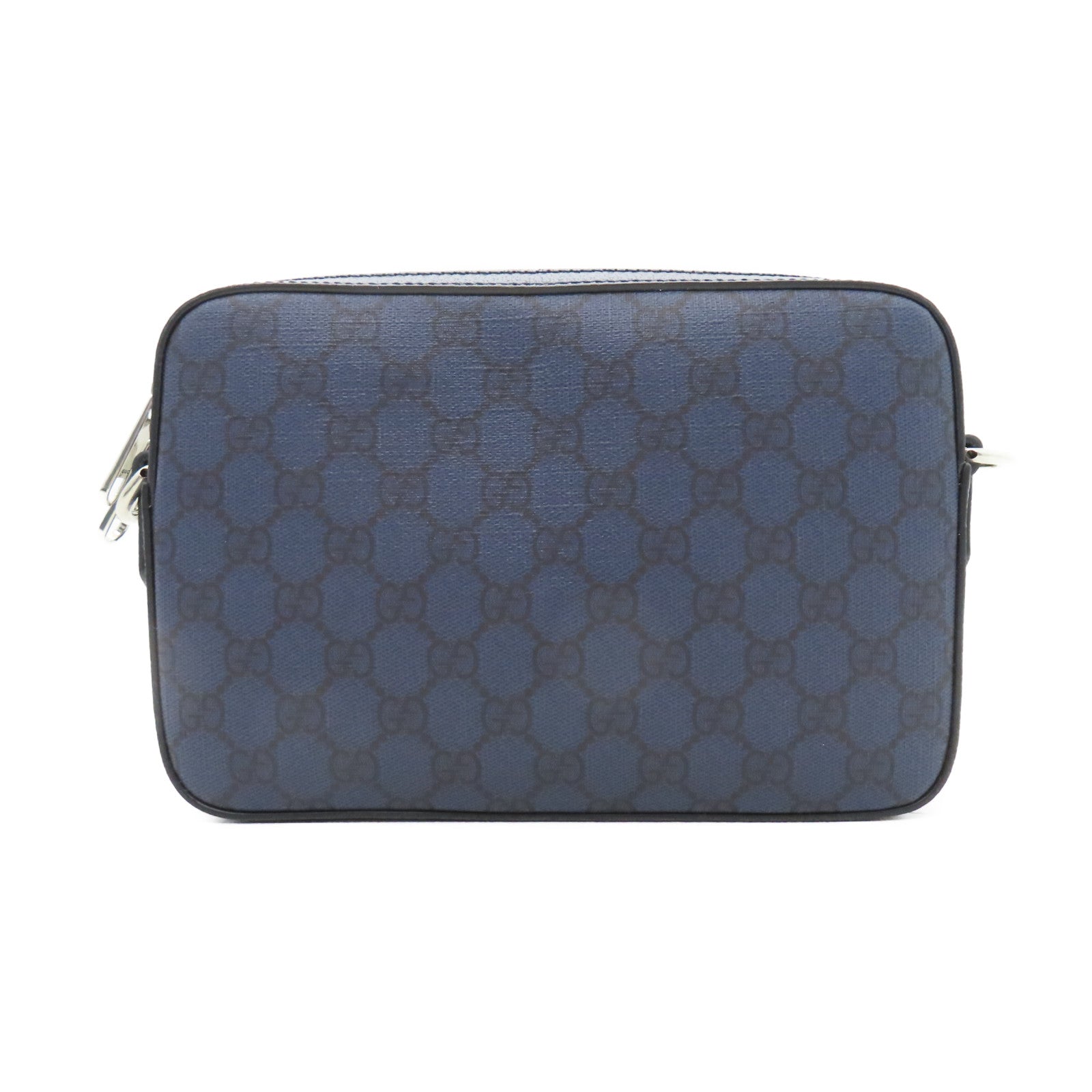 GUCCI 塗層帆布2 Way Shoulder bag銀扣手挽肩背兩用袋深藍色