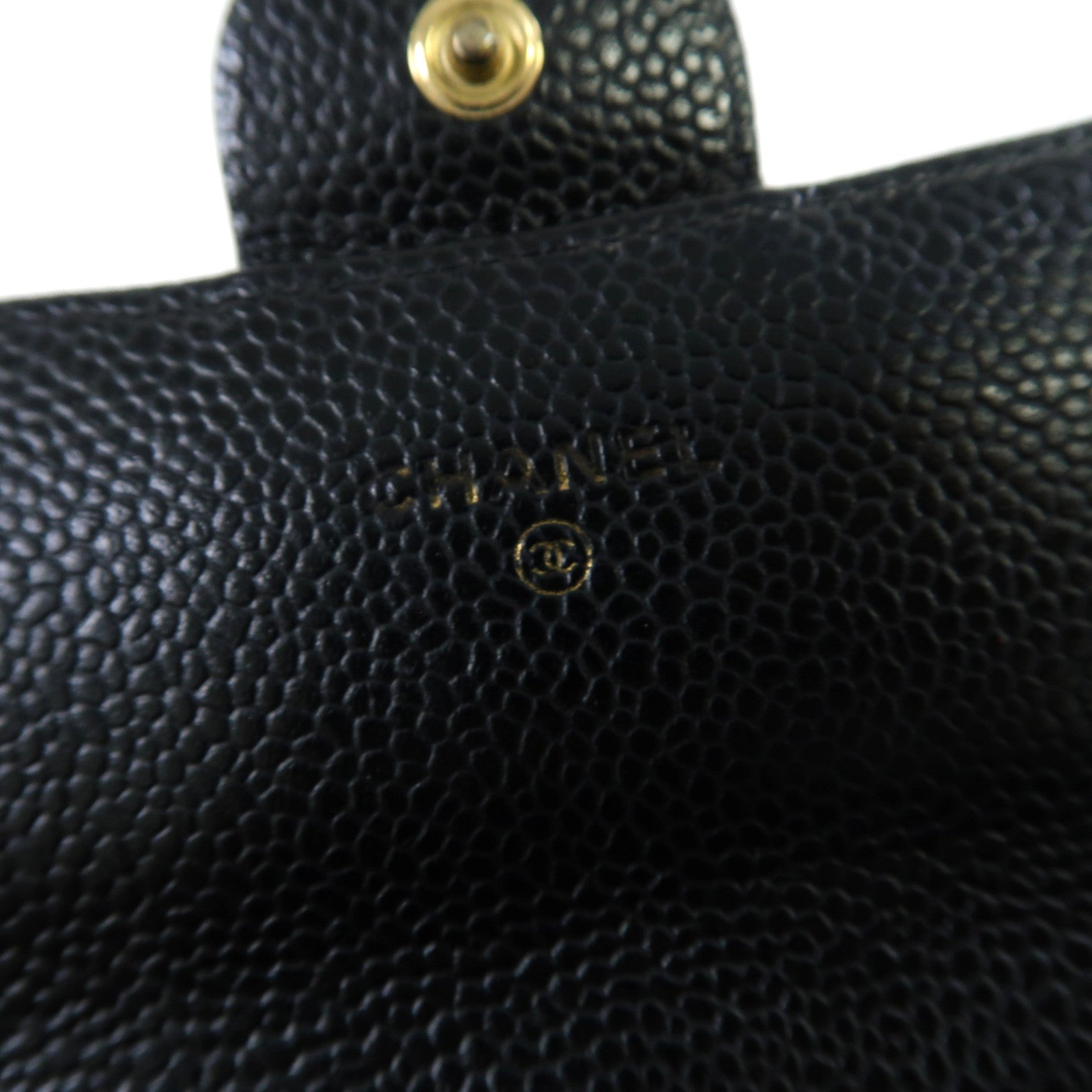CHANEL 菱格Caviar皮革Long Wallet金扣長錢包黑色