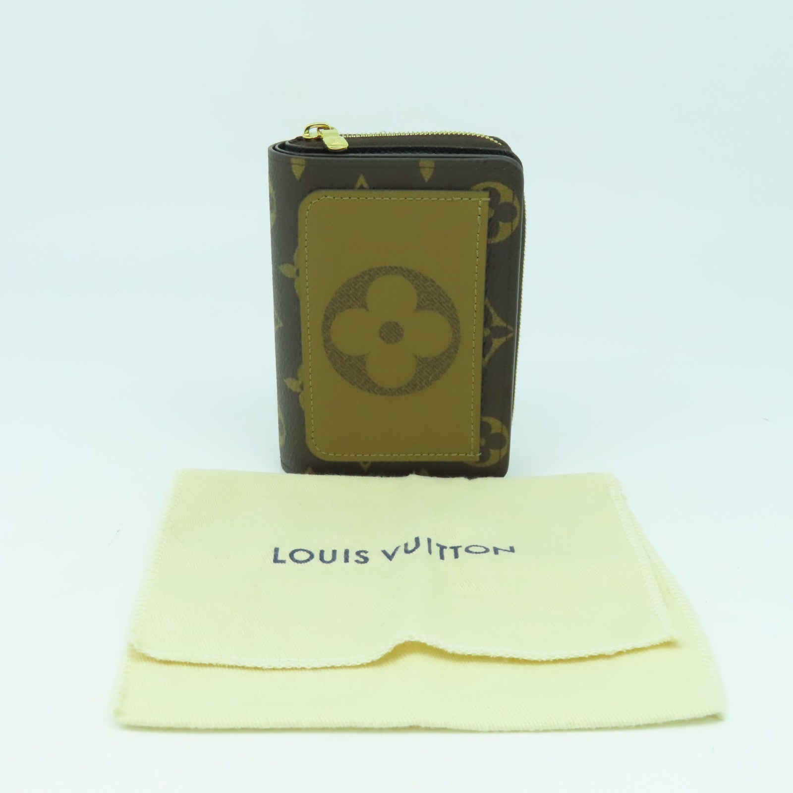 LOUIS VUITTON Monogram Lou金扣錢包啡色