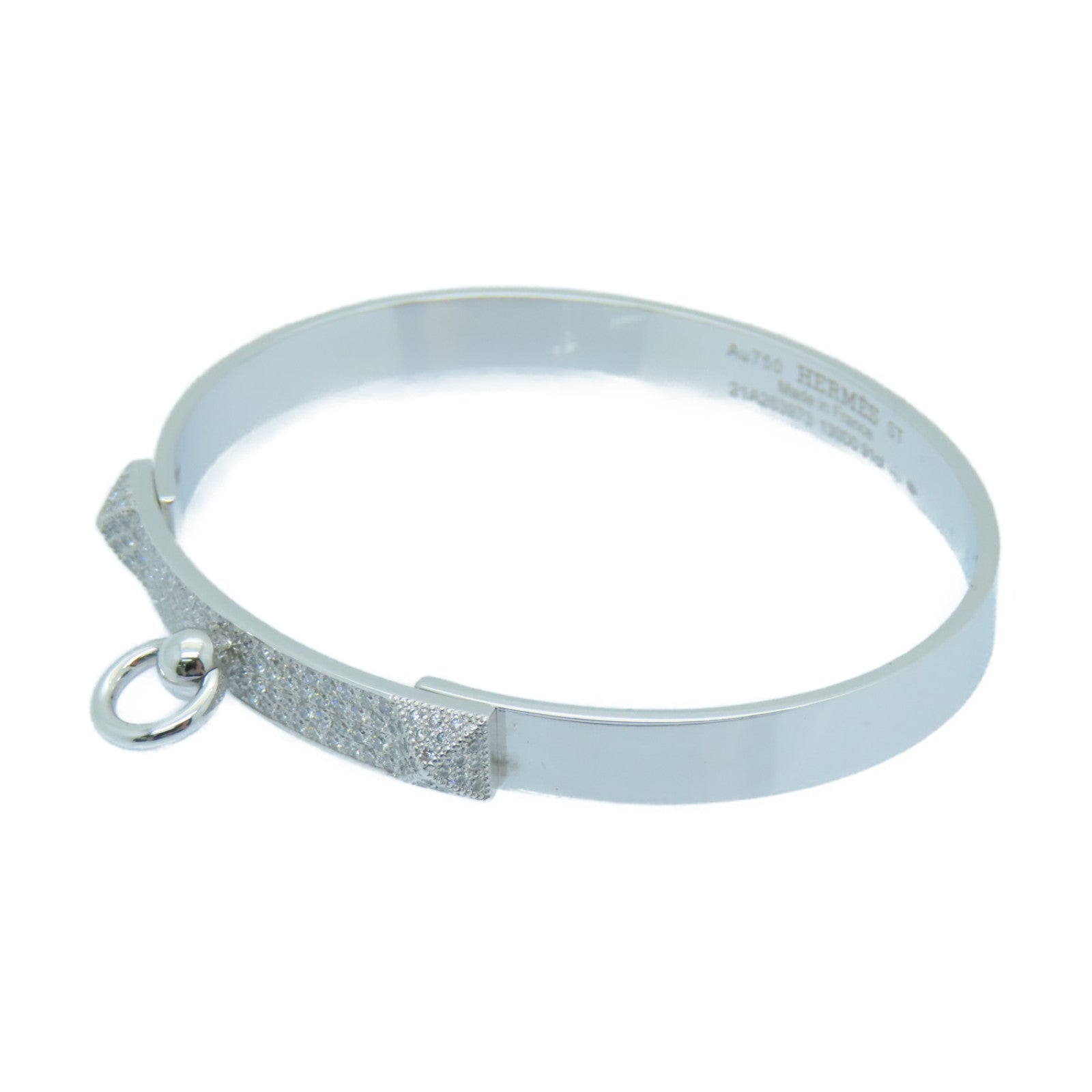 HERMES 18K白金/0.91ct鑽石Collier De Chien Bracelet手鐲銀色