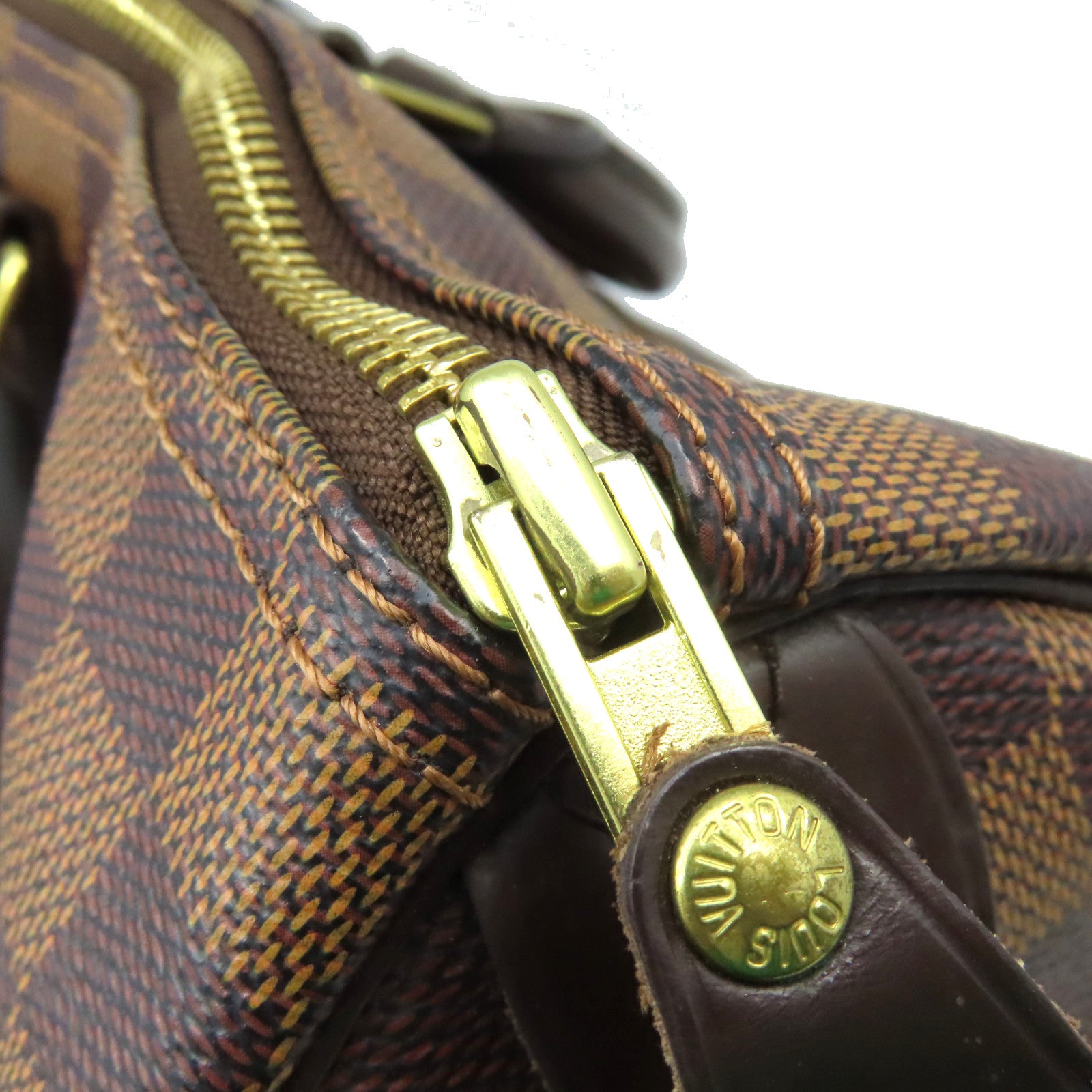 LOUIS VUITTON Damier Speedy 35金扣手挽袋啡色