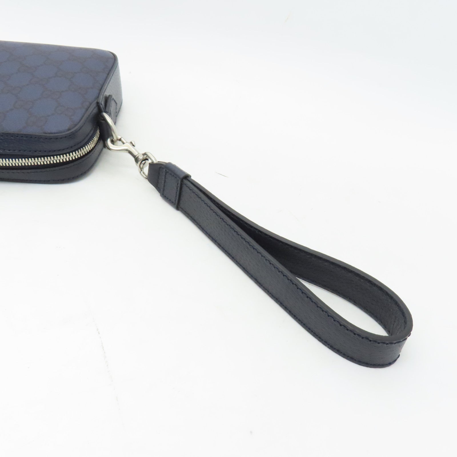 GUCCI 塗層帆布2 Way Shoulder bag銀扣手挽肩背兩用袋深藍色
