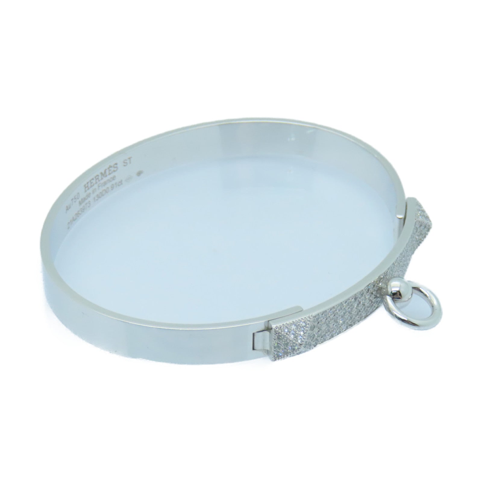 HERMES 18K白金/0.91ct鑽石Collier De Chien Bracelet手鐲銀色