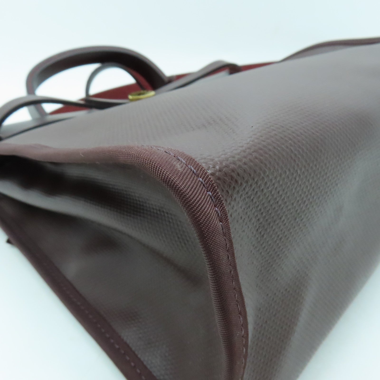 HERMES Canvas Herbag PM Gold Buckle Hand Shoulder Dual-purpose Bag Wine Red