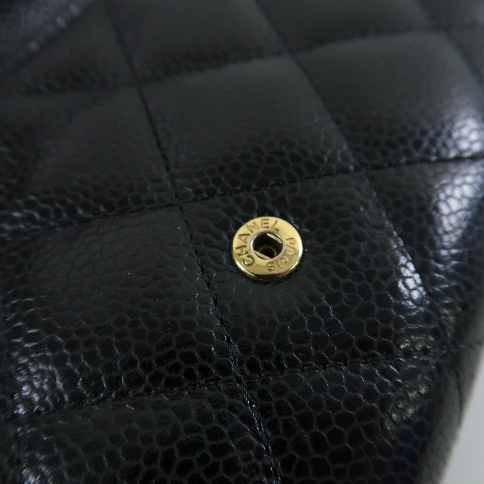 CHANEL 菱格Caviar皮革Long Wallet金扣長錢包黑色