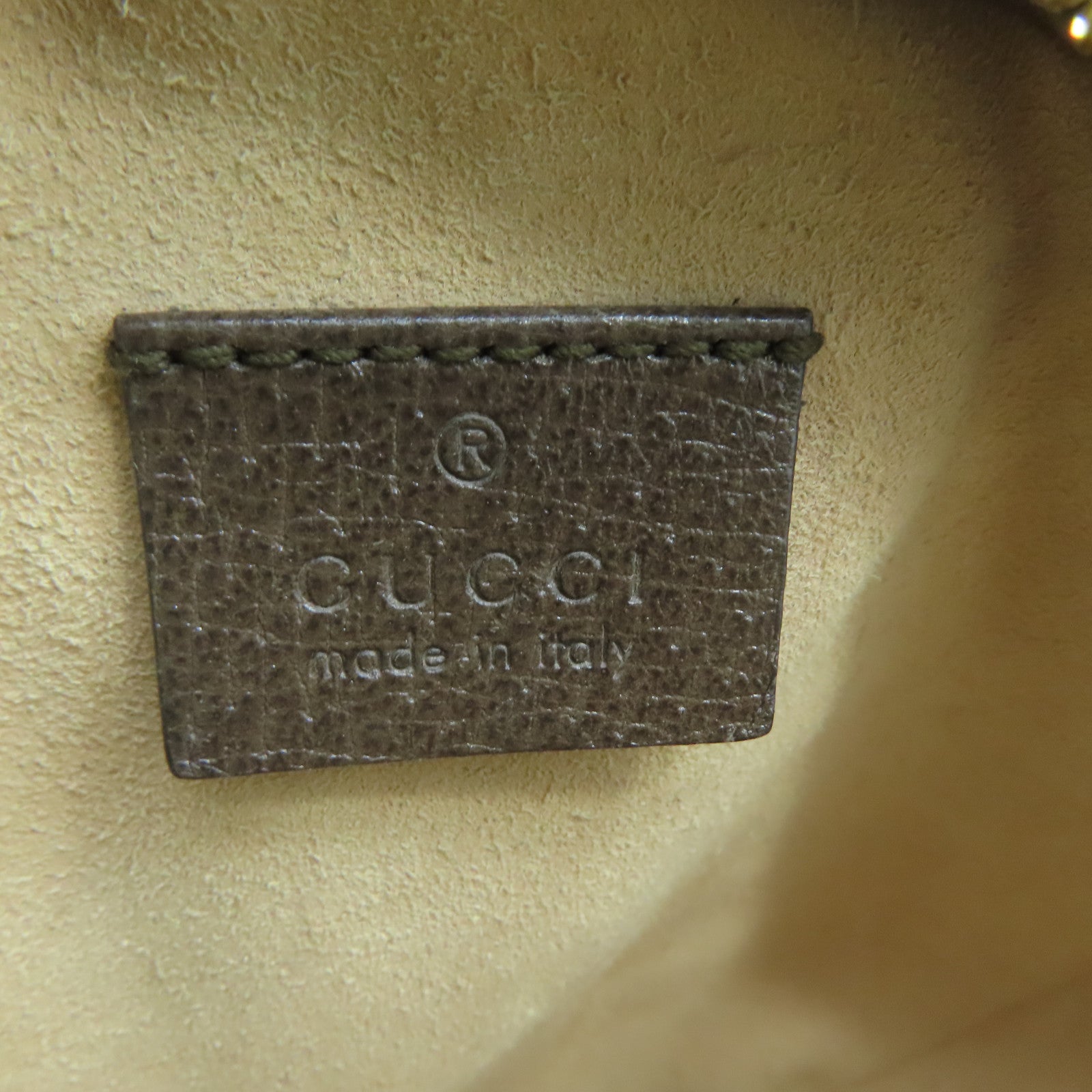 GUCCI 塗層帆布Ophidia GG金扣鏈帶肩背袋啡色