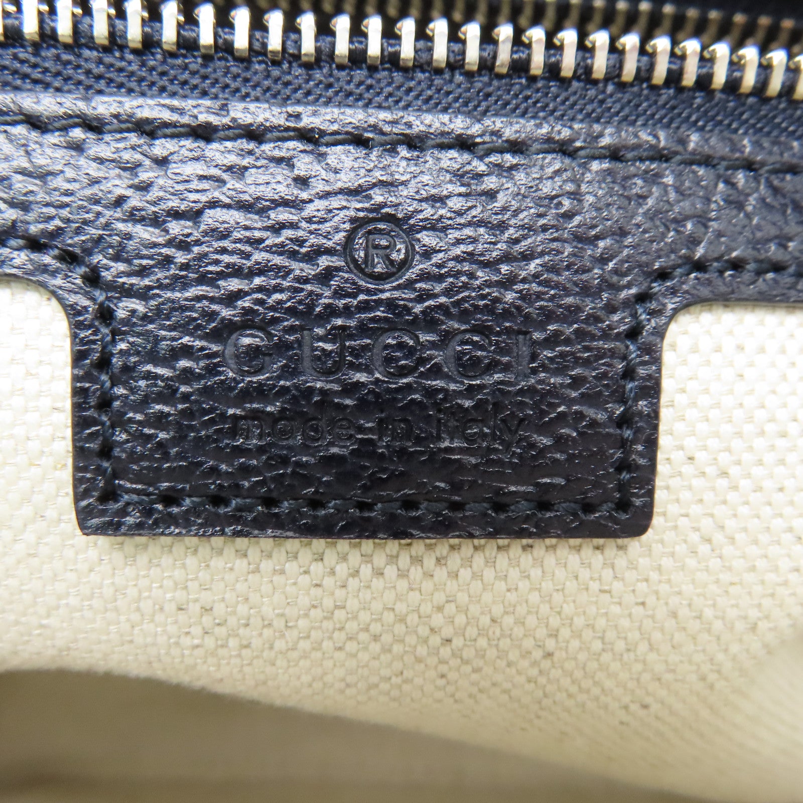 GUCCI 塗層帆布2 Way Shoulder bag銀扣手挽肩背兩用袋深藍色