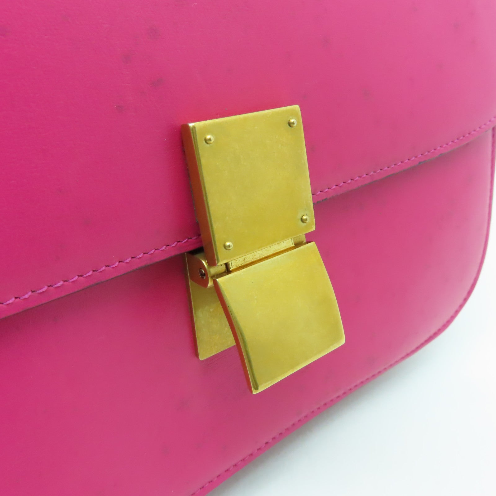 CELINE 牛皮皮革2 Way Shoulder金扣肩背袋粉紅色
