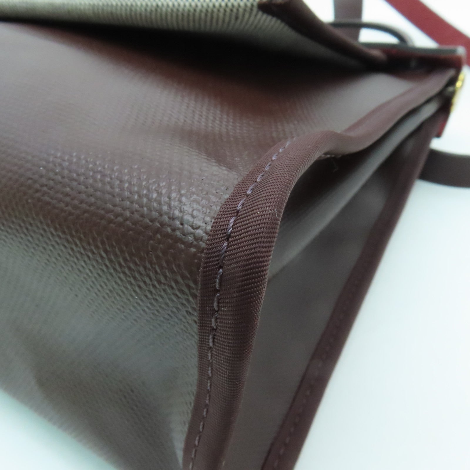 HERMES Canvas Herbag PM Gold Buckle Hand Shoulder Dual-purpose Bag Wine Red
