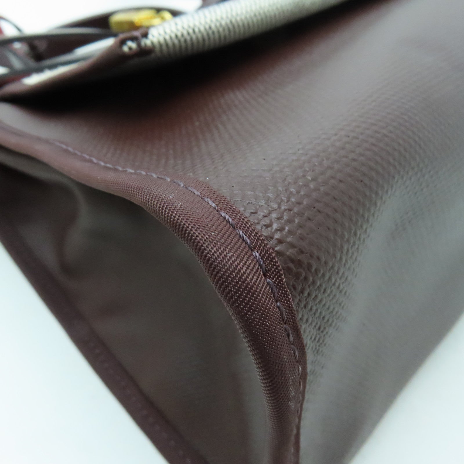 HERMES Canvas Herbag PM Gold Buckle Hand Shoulder Dual-purpose Bag Wine Red