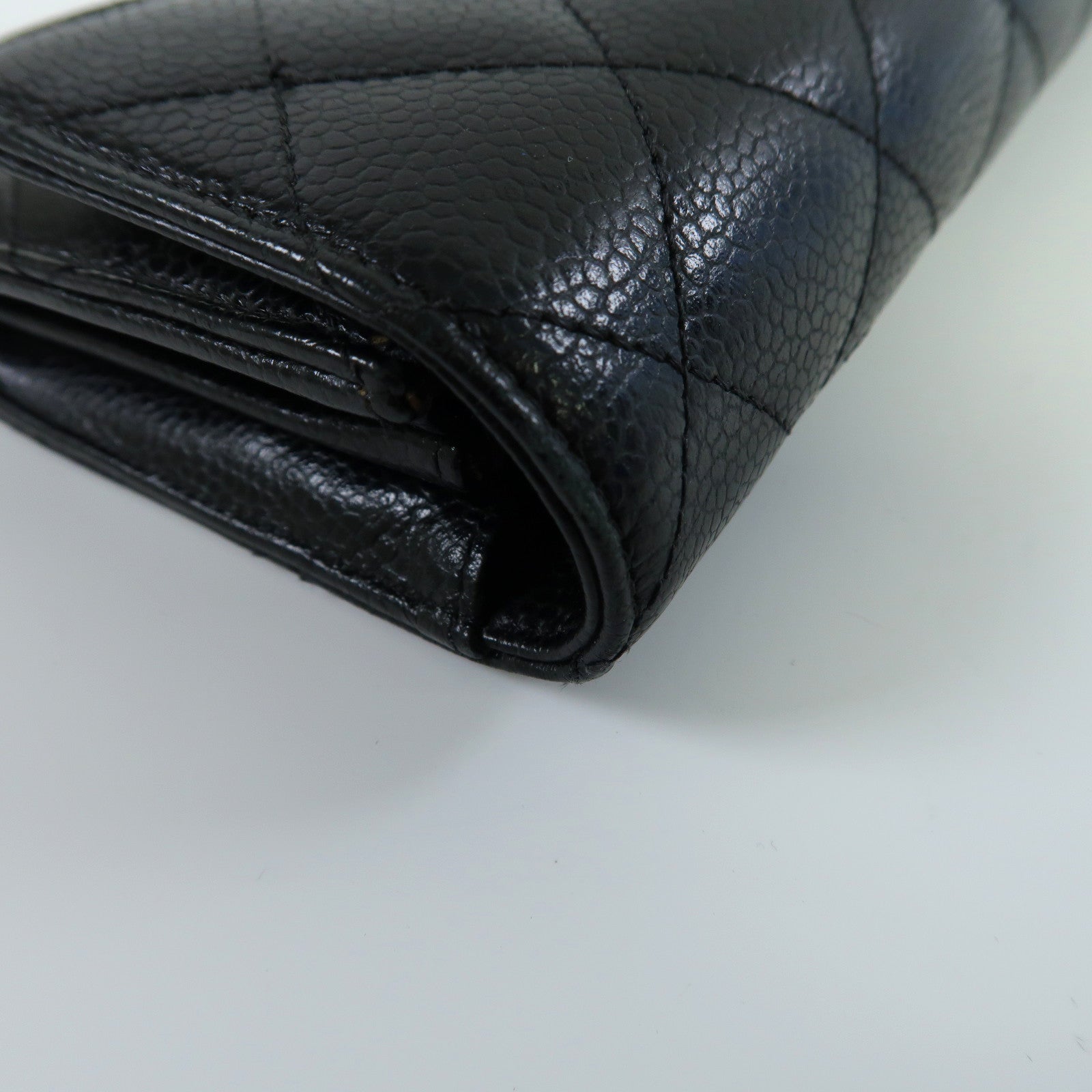 CHANEL 菱格Caviar皮革Long Wallet金扣長錢包黑色
