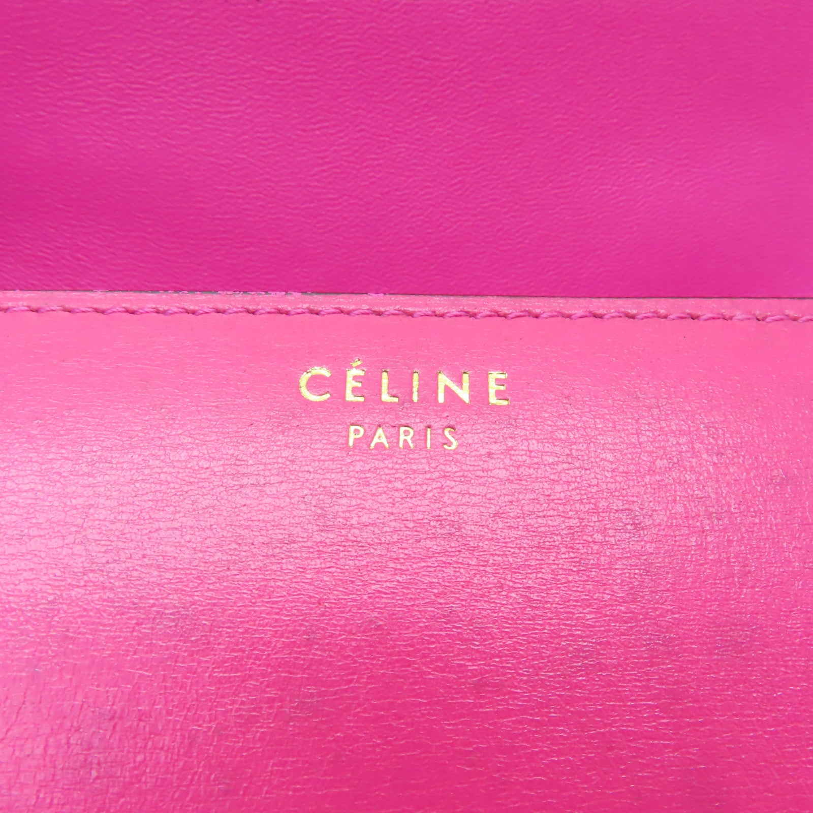 CELINE 牛皮皮革2 Way Shoulder金扣肩背袋粉紅色