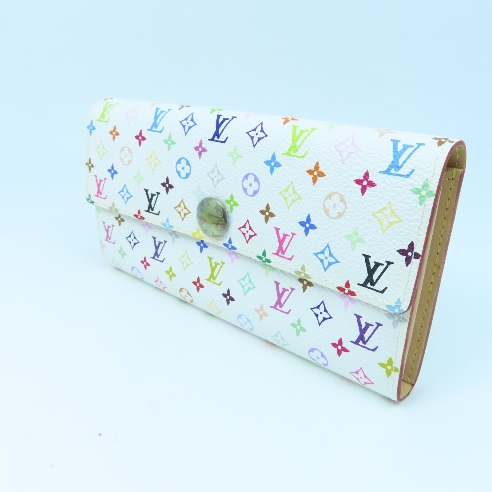LOUIS VUITTON Monogram Multicolore Portefeuille Sarah Wallet金扣長錢包白色