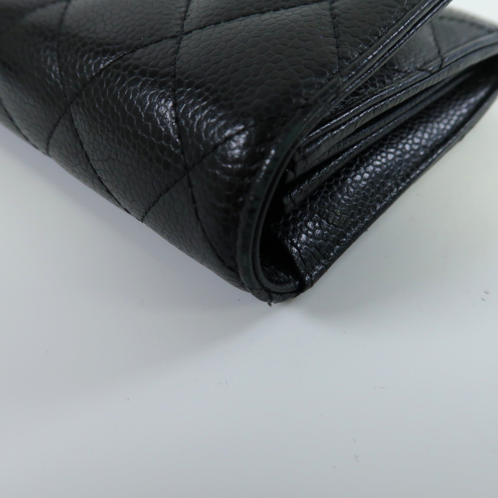 CHANEL 菱格Caviar皮革Long Wallet金扣長錢包黑色