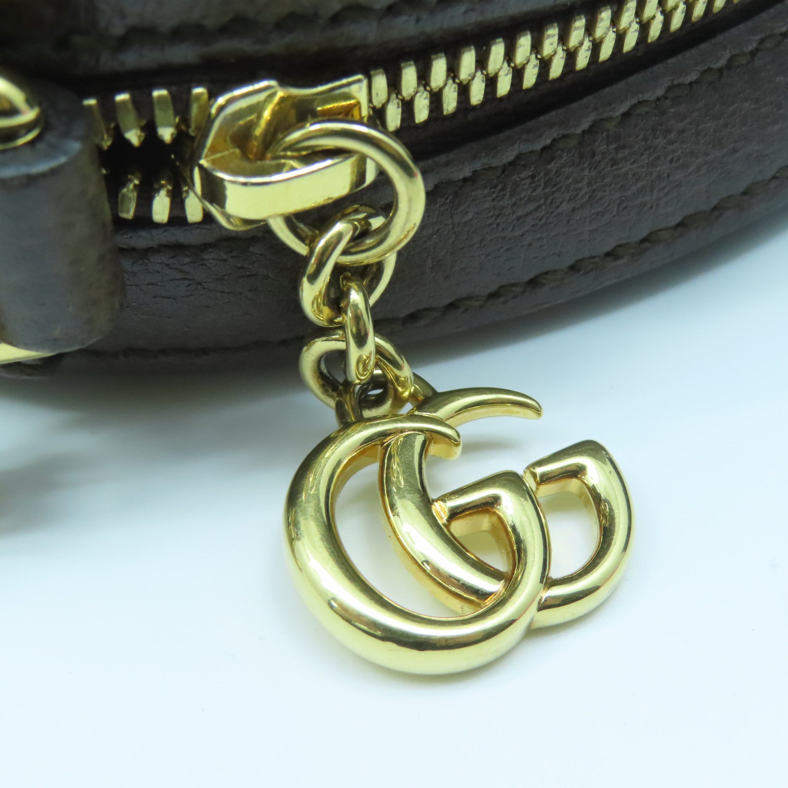 GUCCI 塗層帆布Ophidia GG金扣鏈帶肩背袋啡色