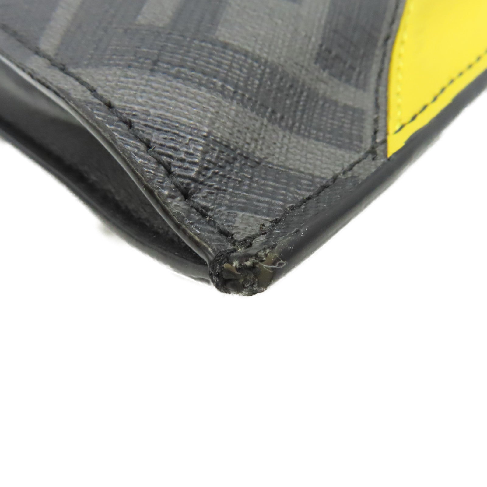 FENDI 塗層帆布/牛皮皮革Clutch Bag銀扣手拿包碳灰色/黑色/黃色