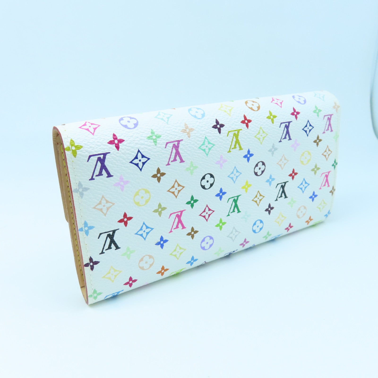 LOUIS VUITTON Monogram Multicolore Portefeuille Sarah Wallet金扣長錢包白色