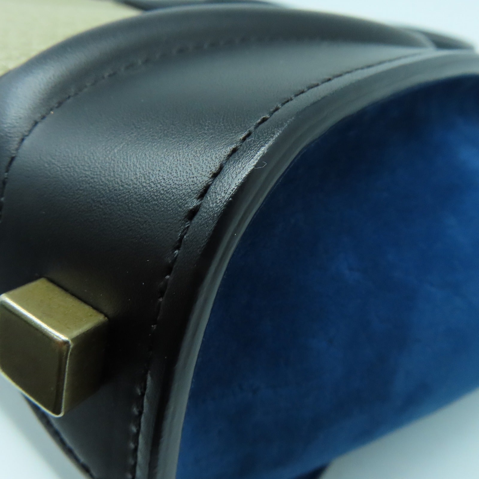 CELINE 牛皮皮革Micro Luggage金扣手挽袋米色/蓝色