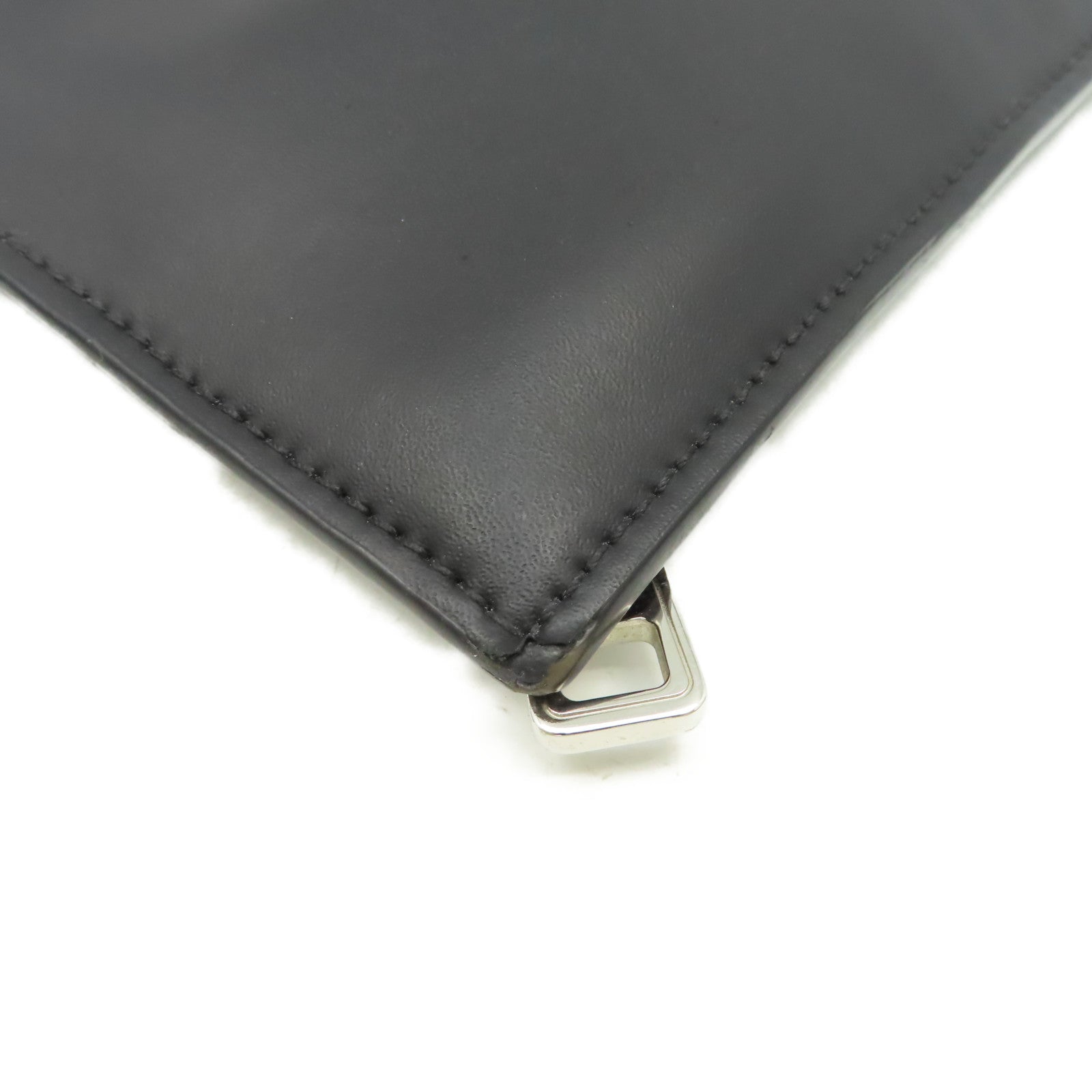 FENDI 塗層帆布/牛皮皮革Clutch Bag銀扣手拿包碳灰色/黑色/黃色