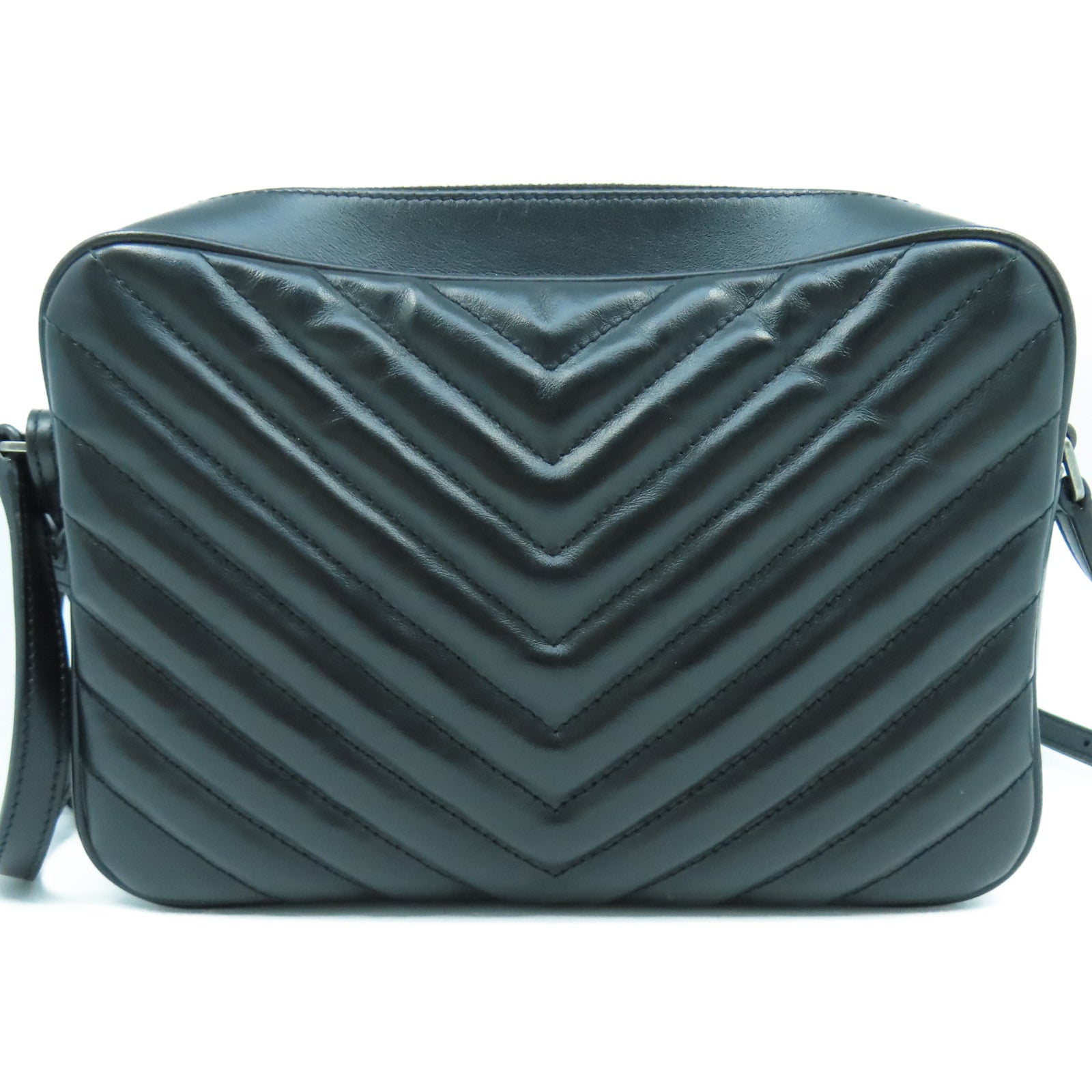 SAINT LAURENT 牛皮皮革Shoulder Bag銀扣肩背袋黑色