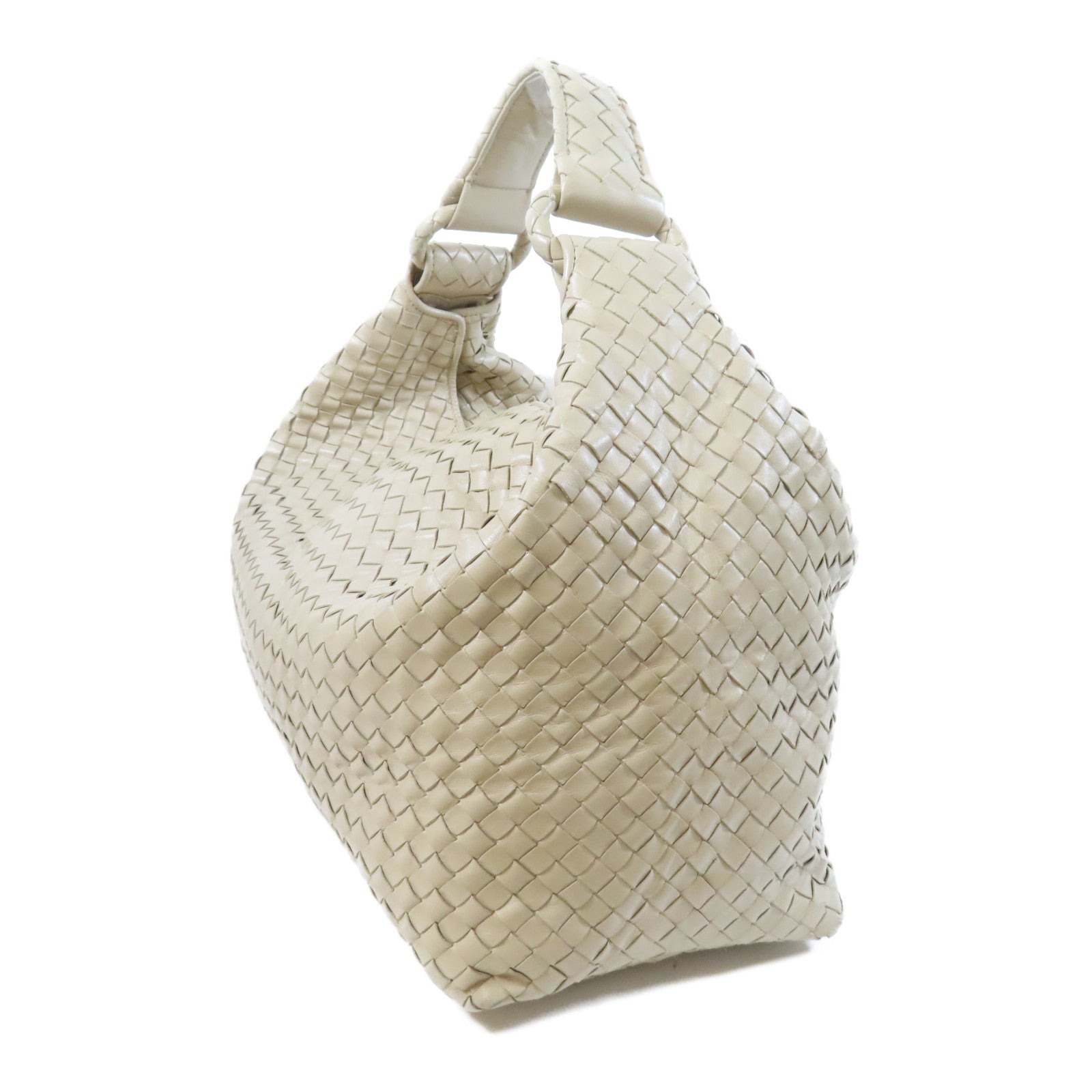 BOTTEGA VENETA 織紋牛皮皮革Shoulder Bag銀扣肩背袋米色