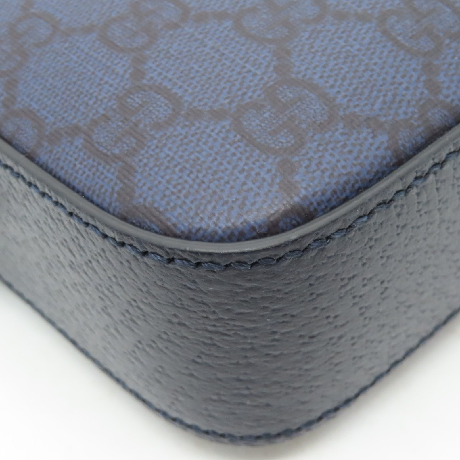 GUCCI 塗層帆布2 Way Shoulder bag銀扣手挽肩背兩用袋深藍色