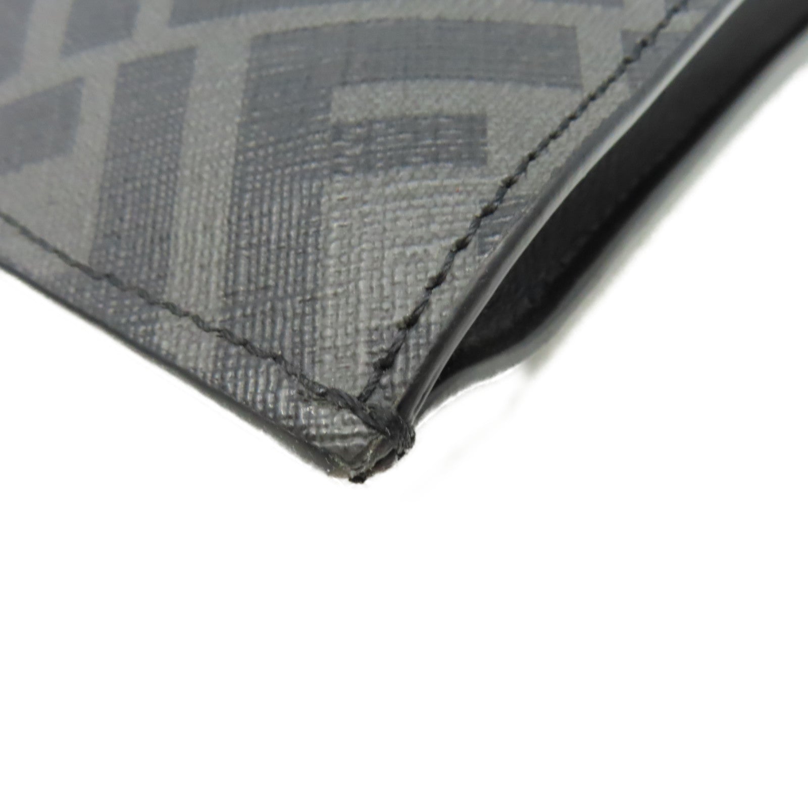 FENDI 塗層帆布/牛皮皮革Clutch Bag銀扣手拿包碳灰色/黑色/黃色