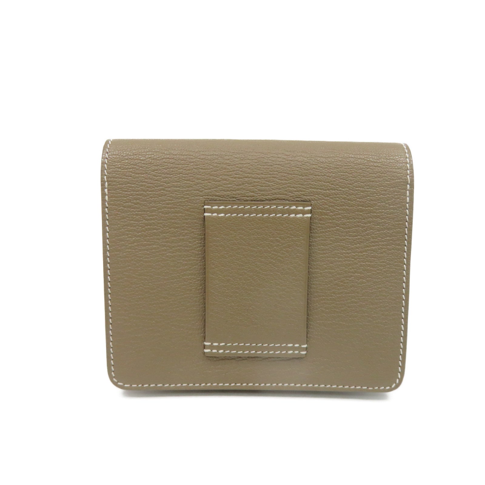 HERMES Chevre皮革金扣Roulis slim wallet钱包啡色