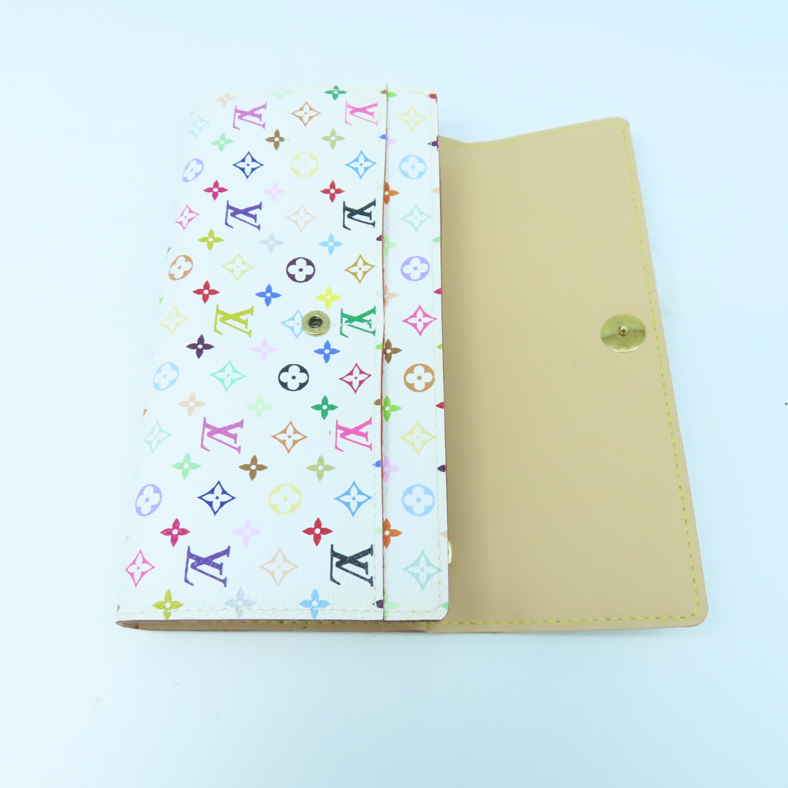 LOUIS VUITTON Monogram Multicolore Portefeuille Sarah Wallet金扣長錢包白色