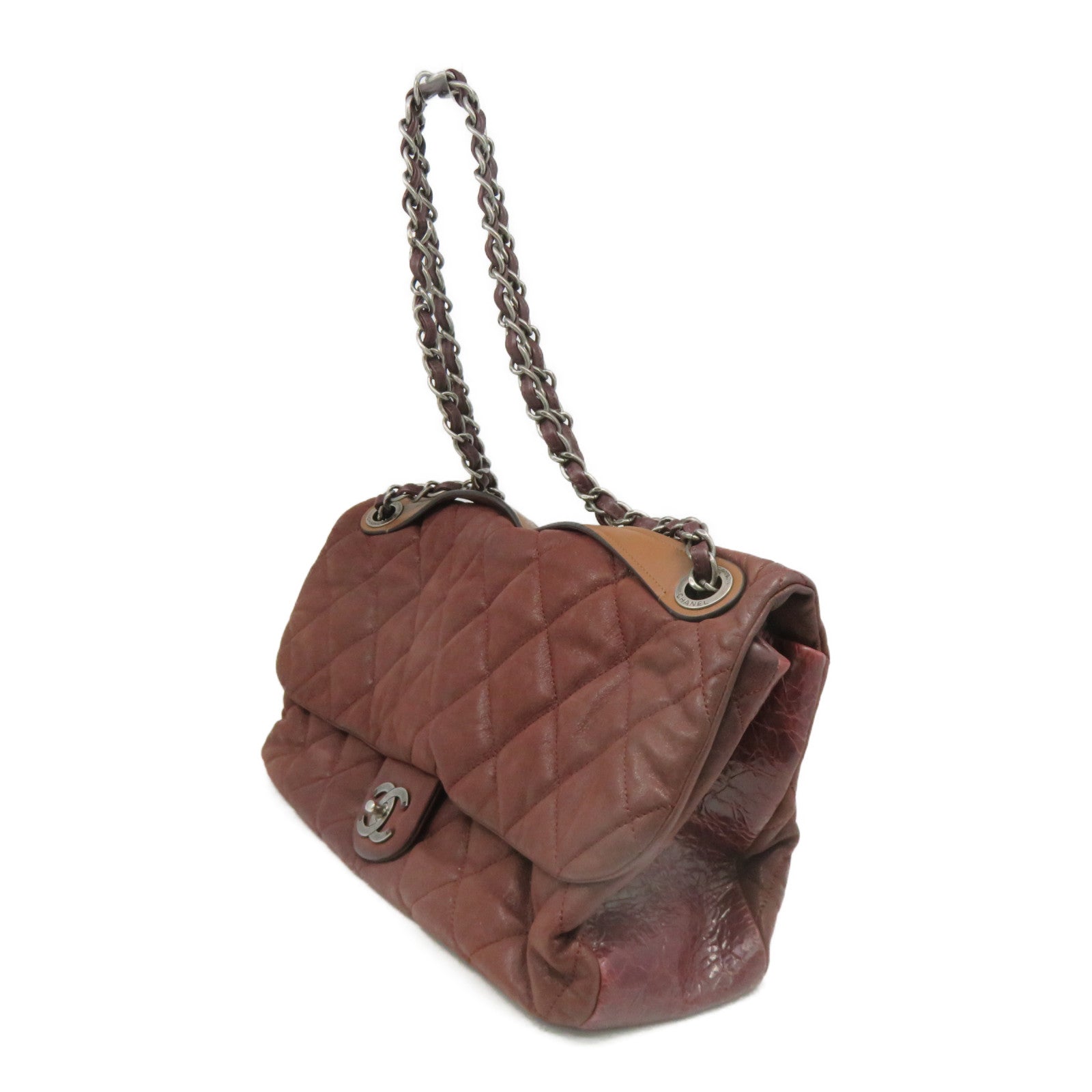 CHANEL [Sharp Discount] Lingge Cowhide Leather Chain Shoulder Bag Silver Buckle Shoulder Bag Brown